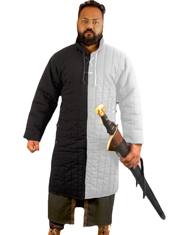 THE MEDIEVALS Medieval Thick Padded Gambeson Coat - Full Sleeves Aketon Jacket Armor for LARP, Cosplay & Historical Reenactment | Authentic Battle-Ready Protection