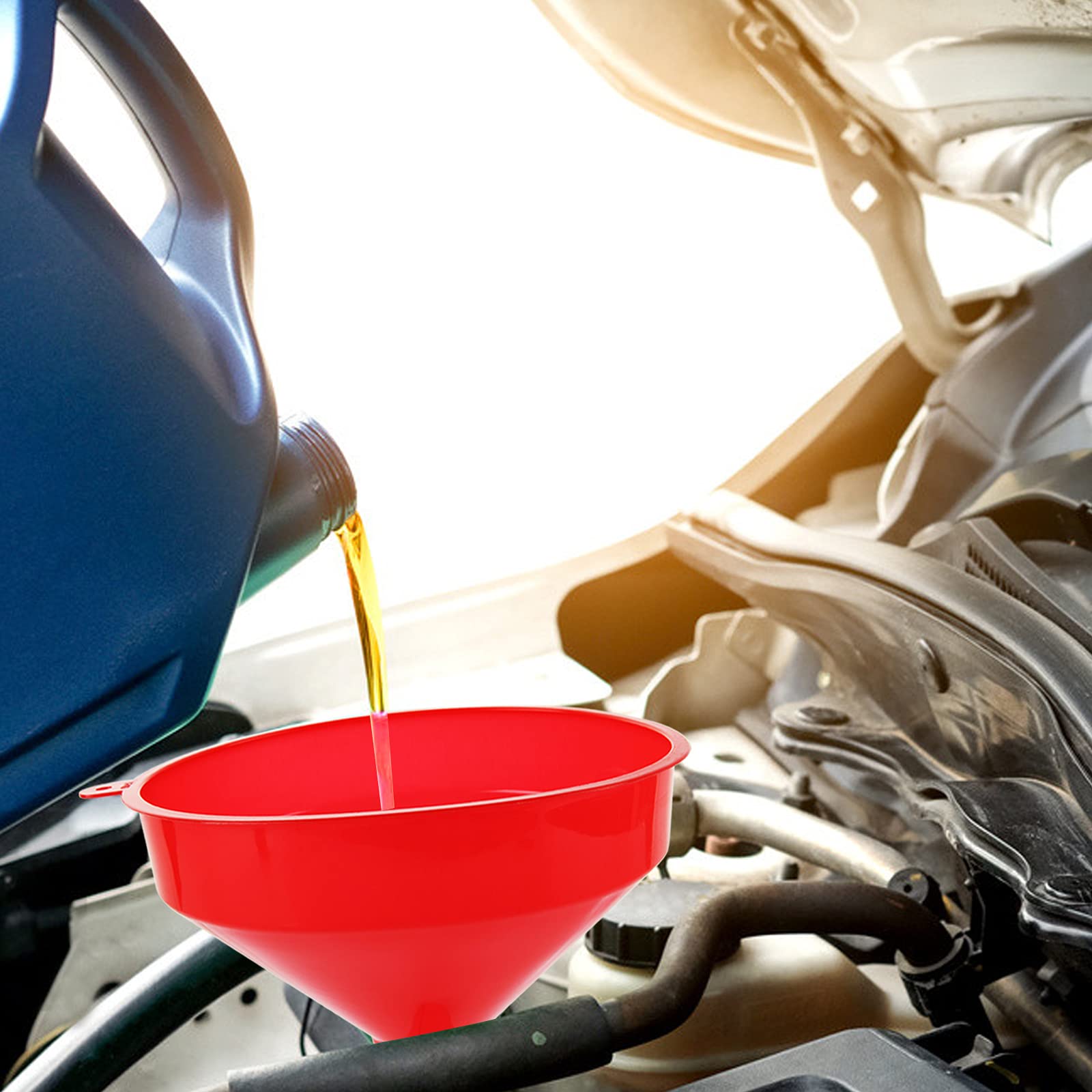10Pcs Plastic Funnel Set - 6.3 Inch Wide Mouth Oil Funnels for Automotive, Kitchen & Home Use - Durable Red Gas Funnels with Long Spout for Easy Pouring - Perfect for Car Maintenance, Cooking Oil Transfer & DIY Projects