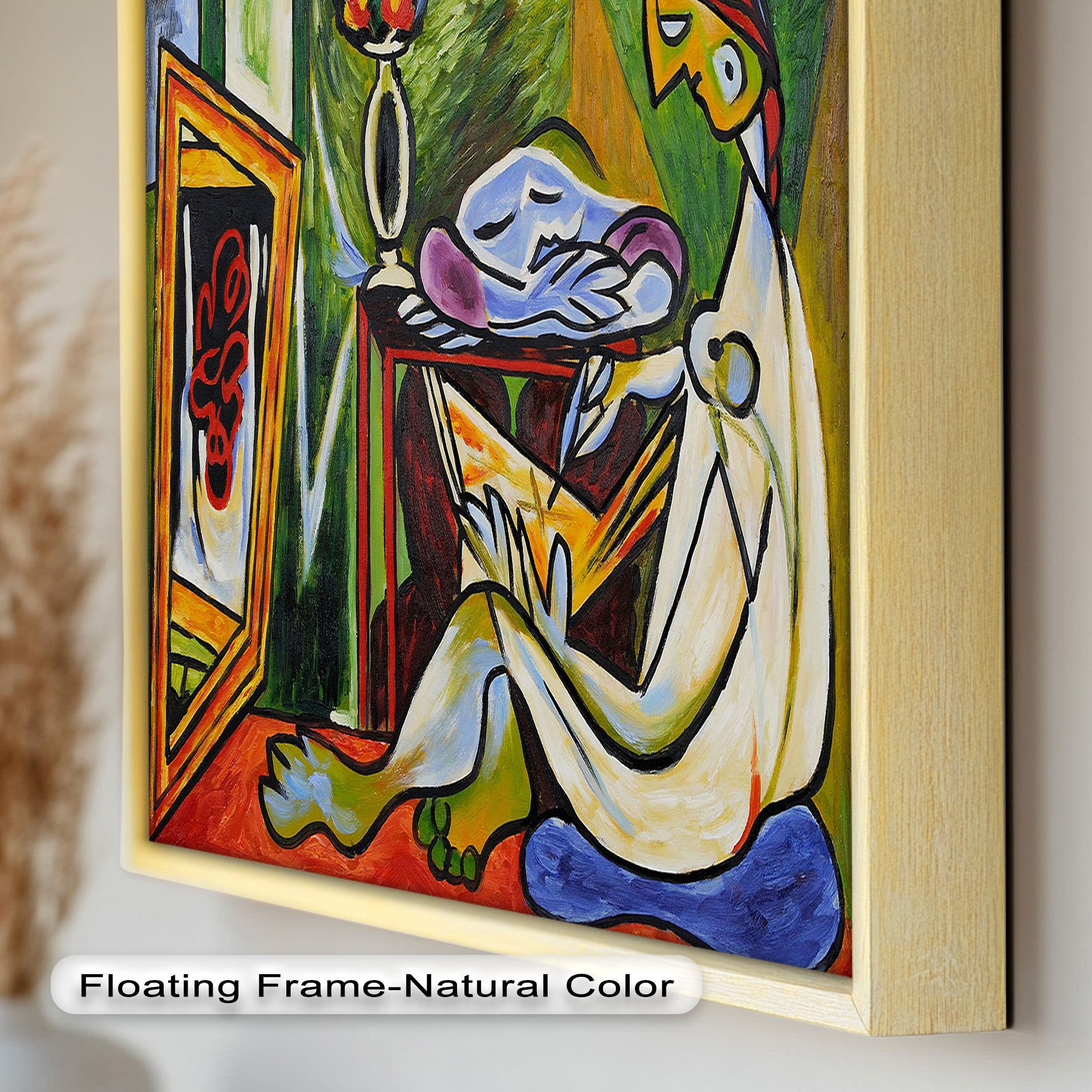 Abstract Interior Scene Picasso Style Oil Painting - Handmade Wall Art for Living Room, Bedroom & Office Decor