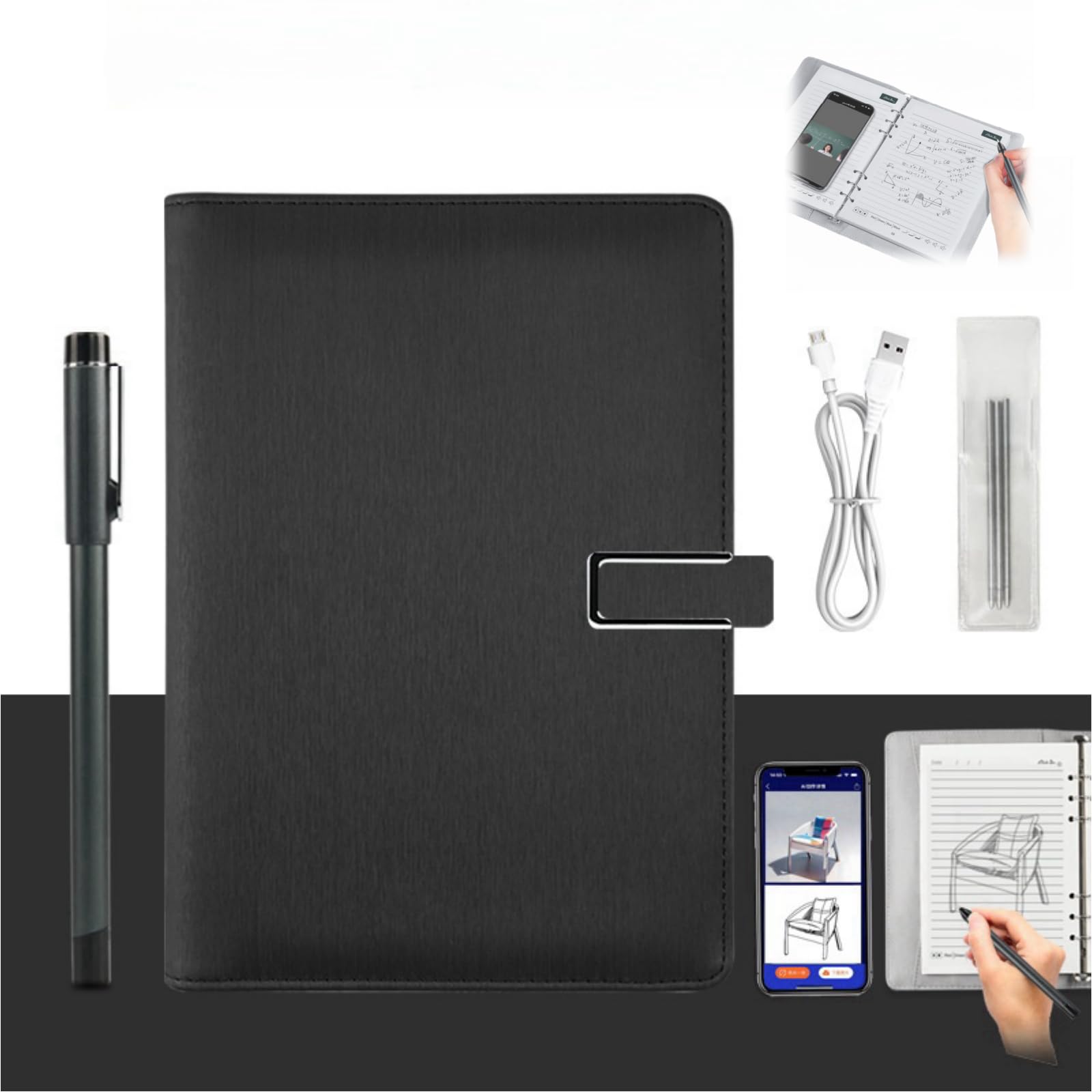 Synctify Digital Sketchbook Pro Set V2 - Smart Sync Pen & Bluetooth Notebook for Artists, A4 Size (Black) | Perfect for Digital Drawing, Note Taking & Creative Work on the Go