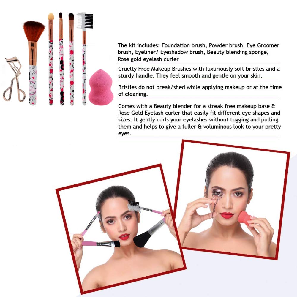 Professional Adbeni Beauty Surprise Kit - 12-Piece Makeup Brush Set with Beauty Blender & Eyelash Curler | Vegan Cruelty-Free Makeup Tools for Foundation, Contouring & Eye Makeup | Perfect for Travel & Professional Makeup Artists