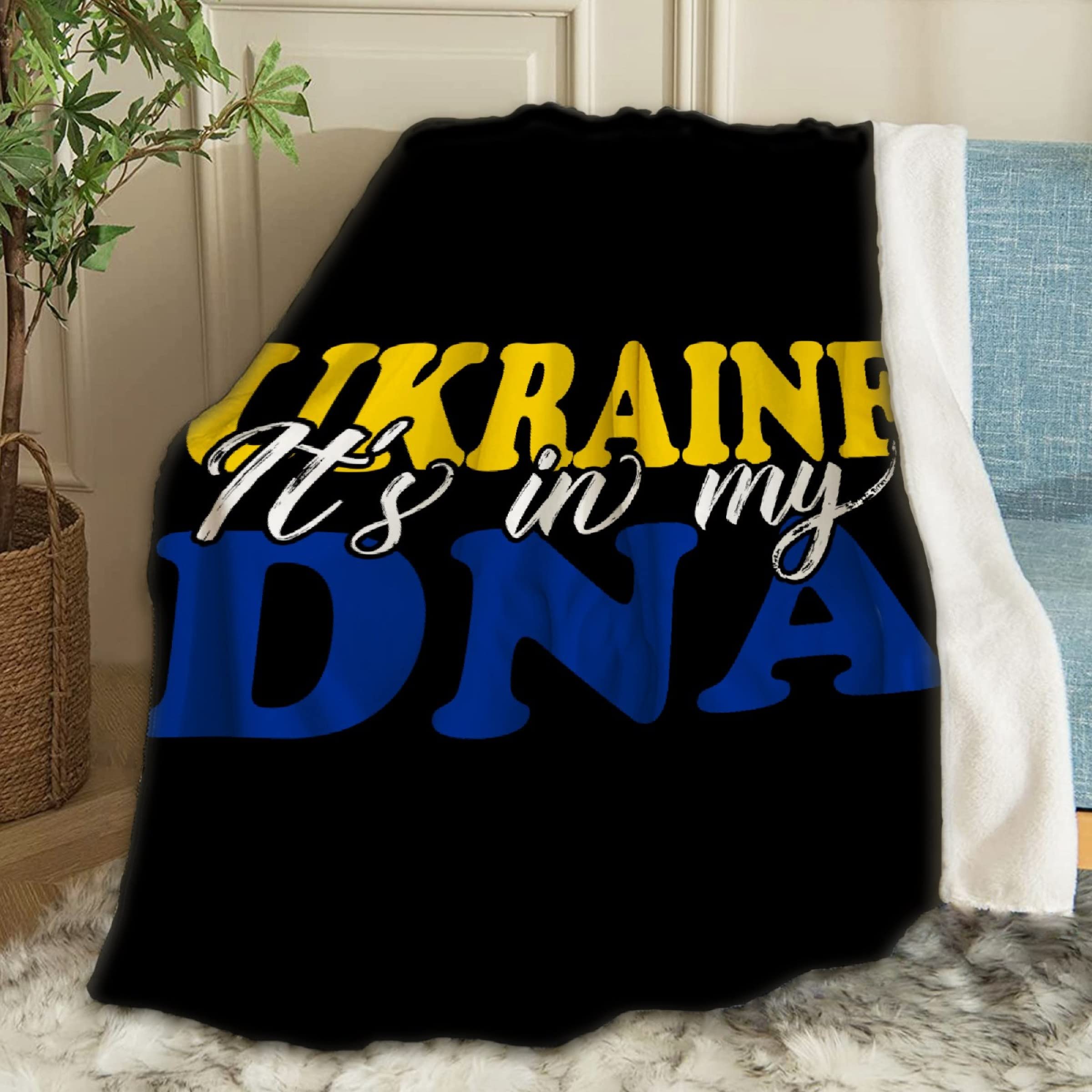 Ukrainian Flag DNA Design Fleece Blanket - Super Soft & Cozy 60