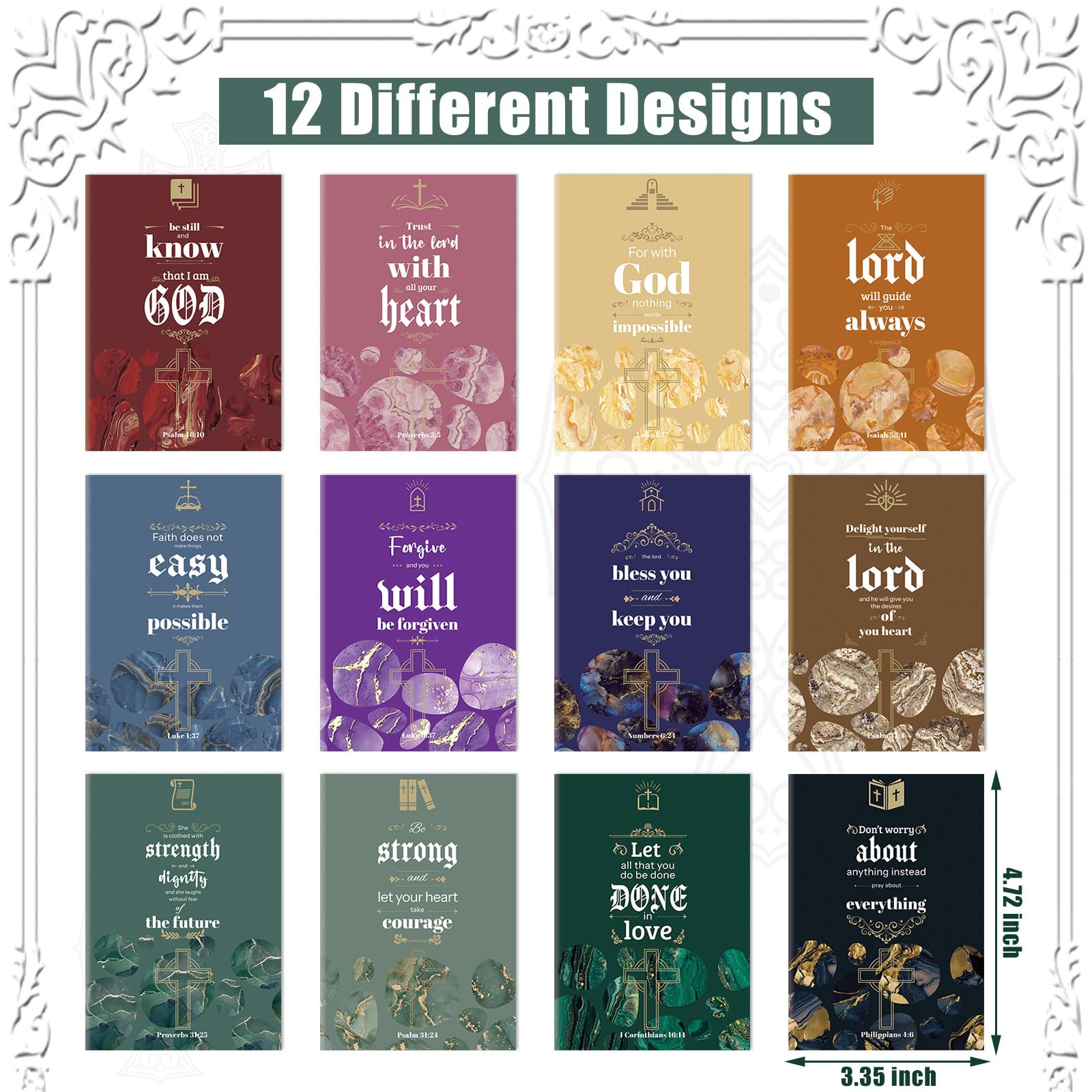 144 Pcs Christian Gift Set - Bible Notebooks, Scripture Bookmarks, Pens & Organza Bags for Church, School & Office - Inspirational Religious Gifts for Baptism, Confirmation & Bible Study