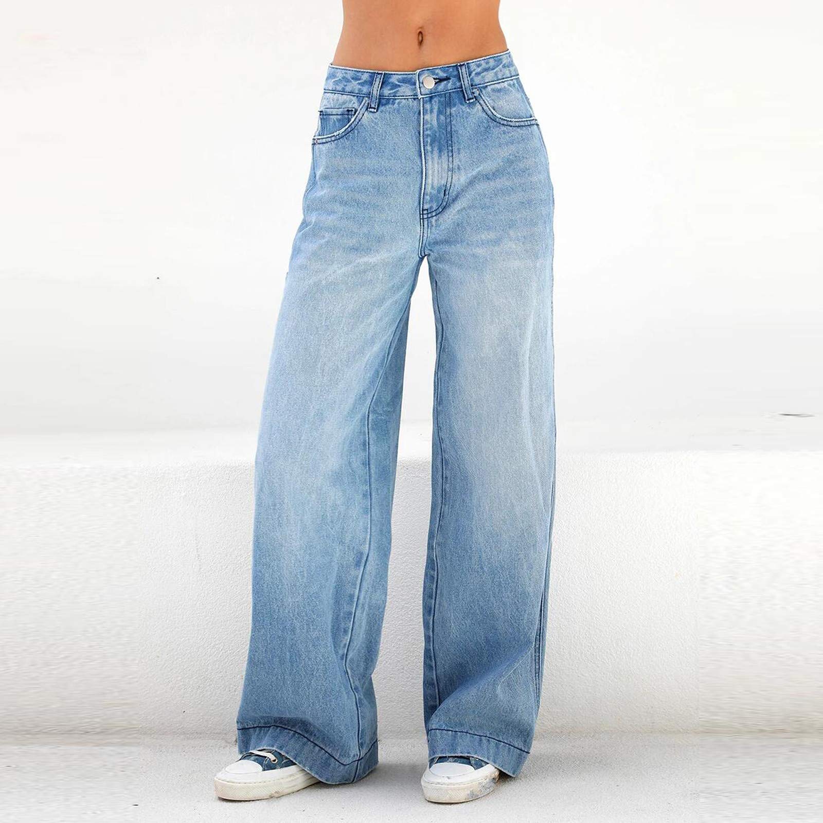Women's High Waist Baggy Jeans - Y2K Vintage Boyfriend Denim Pants with Straight Leg & Relaxed Fit | Streetwear Fashion for Casual Outfits, College Wear & Urban Style