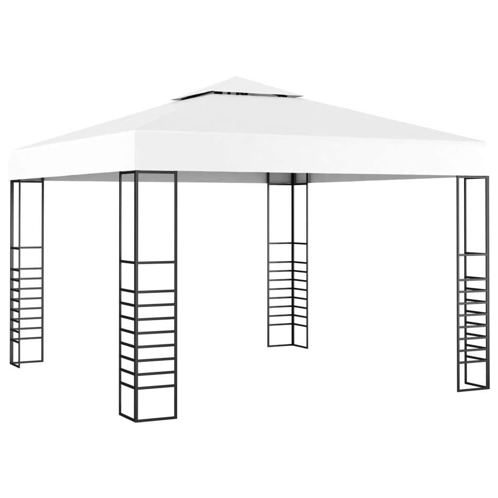 Premium White Outdoor Galvanized Steel Gazebo with Double Roof - 118.1