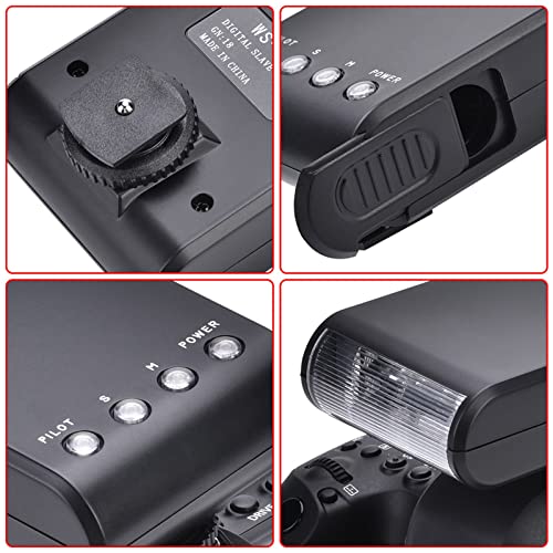 Professional DSLR Camera Flash Speedlite - Portable Mini Hot Shoe Mount Flash with Digital Slave & Auto Pre-Flash Sensor | Perfect for Wedding, Portrait, and Studio Photography Accessories