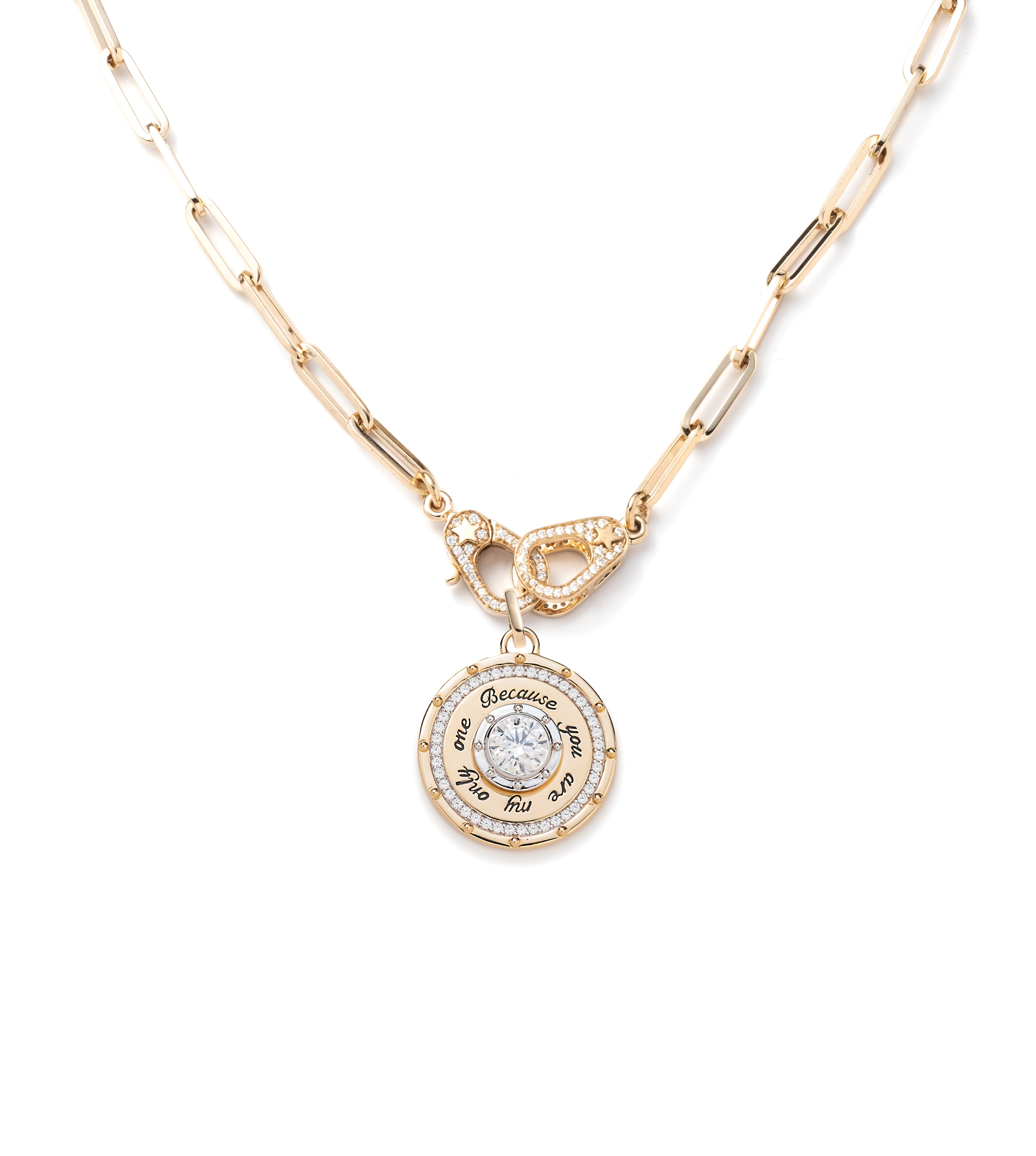 Lovestruck Commitment Sister Hook Classic Fob Clip Necklace in 14K Yellow Gold with Round Diamond - Perfect Gift for Sisters, Best Friends & Loved Ones | Birthday, Anniversary, Christmas Jewelry Present