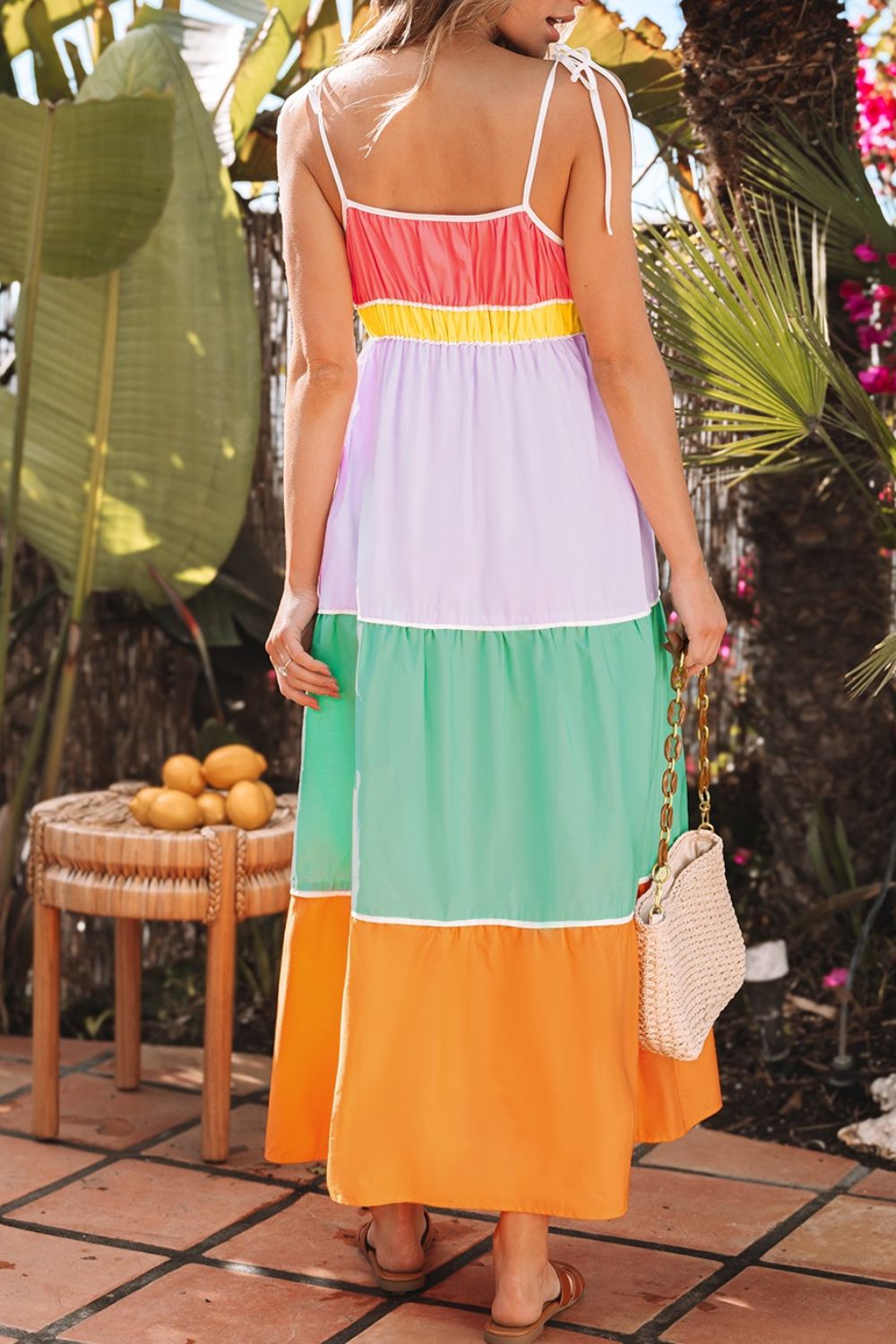 Stylish Color Block Flowy Tiered Maxi Dress with Pockets - Perfect for Beach Vacations, Summer Outings & Boho Fashion