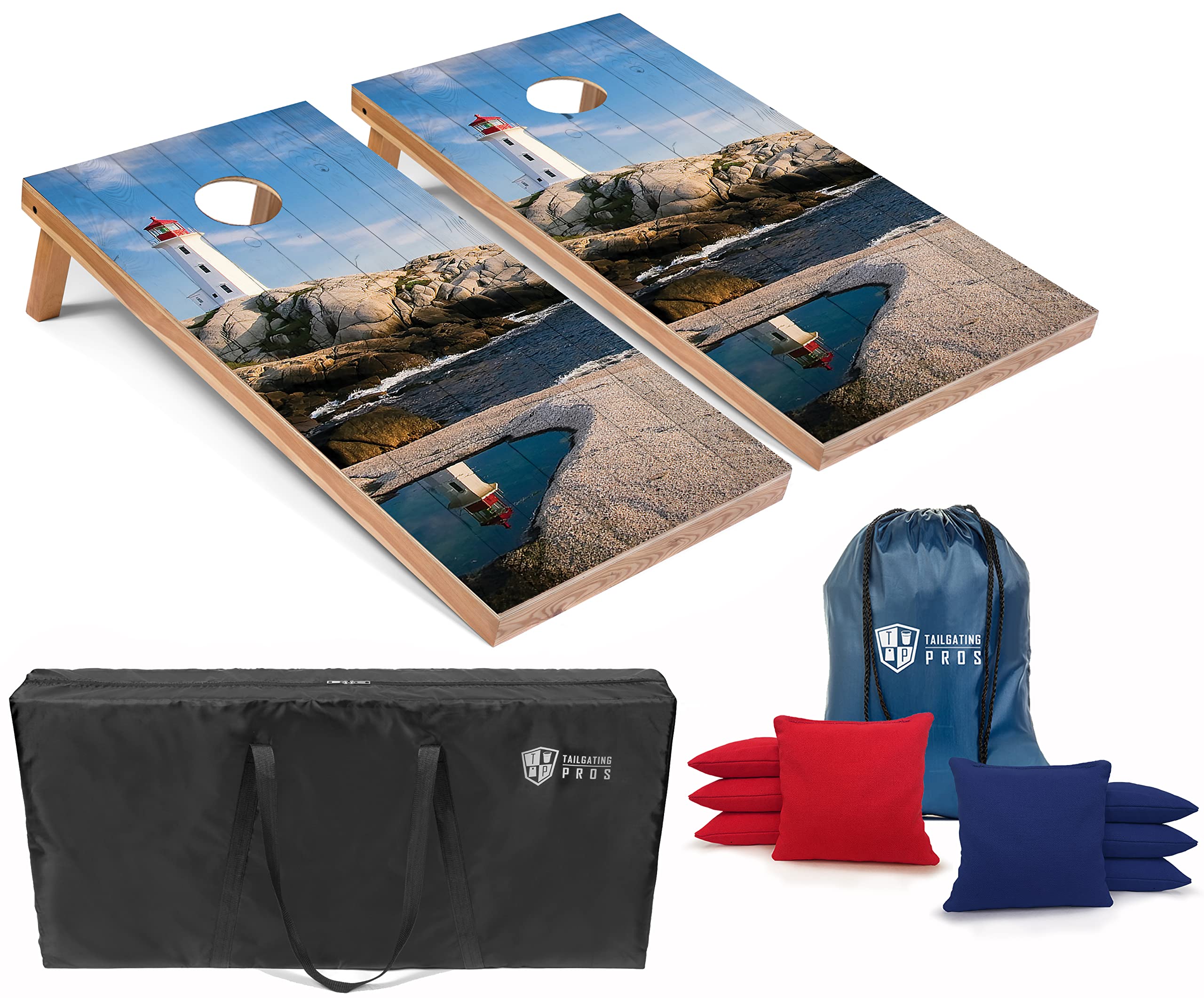 Premium Cornhole Game Set with 8 Bean Bags & Carry Case - Regulation 4'x2' Corn Hole Boards for Backyard, Tailgate & Tournament Play - Lightweight & Durable with Optional LED Lights for Night Games - Perfect for Parties, BBQs, Camping & Outdoor Fun