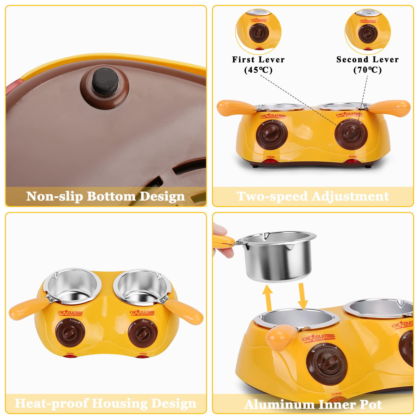Electric Chocolate Melting Pot - Double Warmer for Milk Chocolate, Cheese, Butter & Candy | Mini Fondue Maker for Home, Parties & DIY Desserts | Perfect for Valentine's Day, Christmas & Family Gatherings