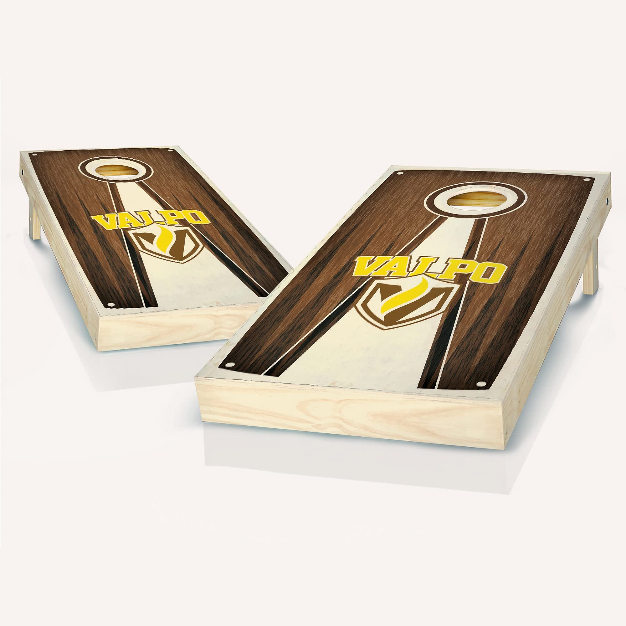 Premium Valpo Pyramid Cornhole Boards Set - 2 Boards & 8 Custom Team Logo Bags for Outdoor Tailgating, Backyard Parties, and Lawn Games