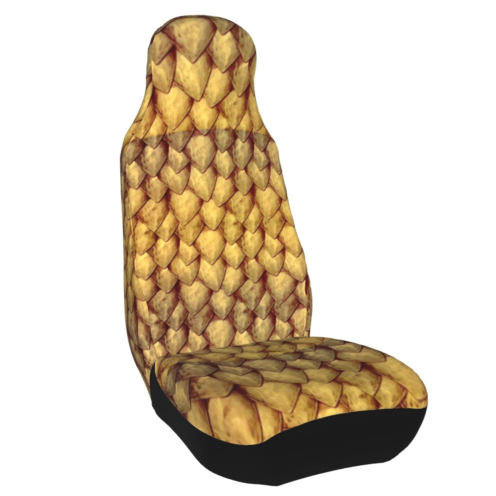 Premium NA Gold Dragon Scales Car Seat Covers - Universal Fit for Most Cars, Trucks & SUVs - Bucket Seat Protector (1 Piece) - Perfect for Road Trips, Daily Commutes & Vehicle Protection