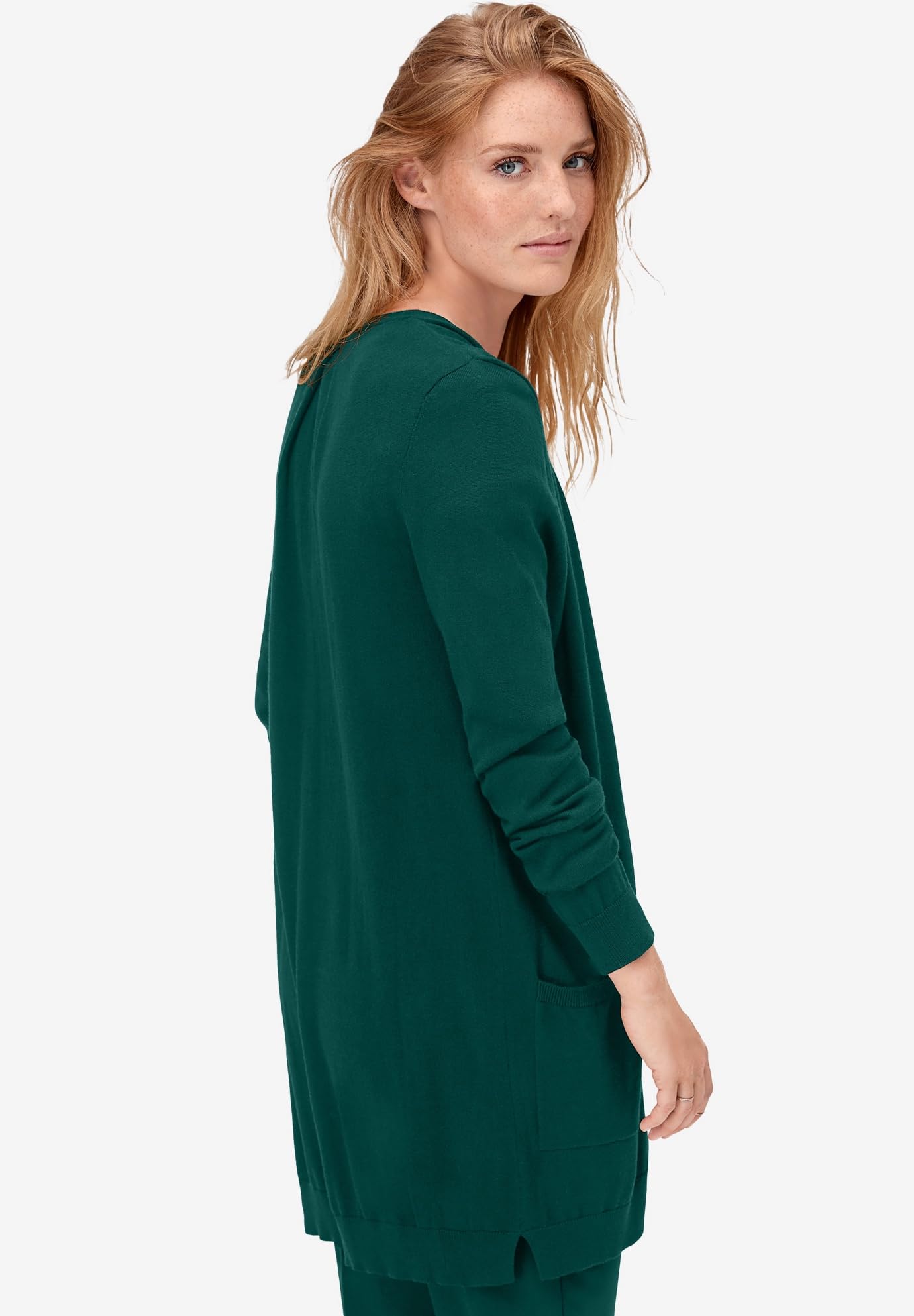 Ellos Women's Plus Size Boyfriend Cardigan - Soft Oversized Open Front Long Sleeve Knit Sweater for Casual Wear, Office & Lounge