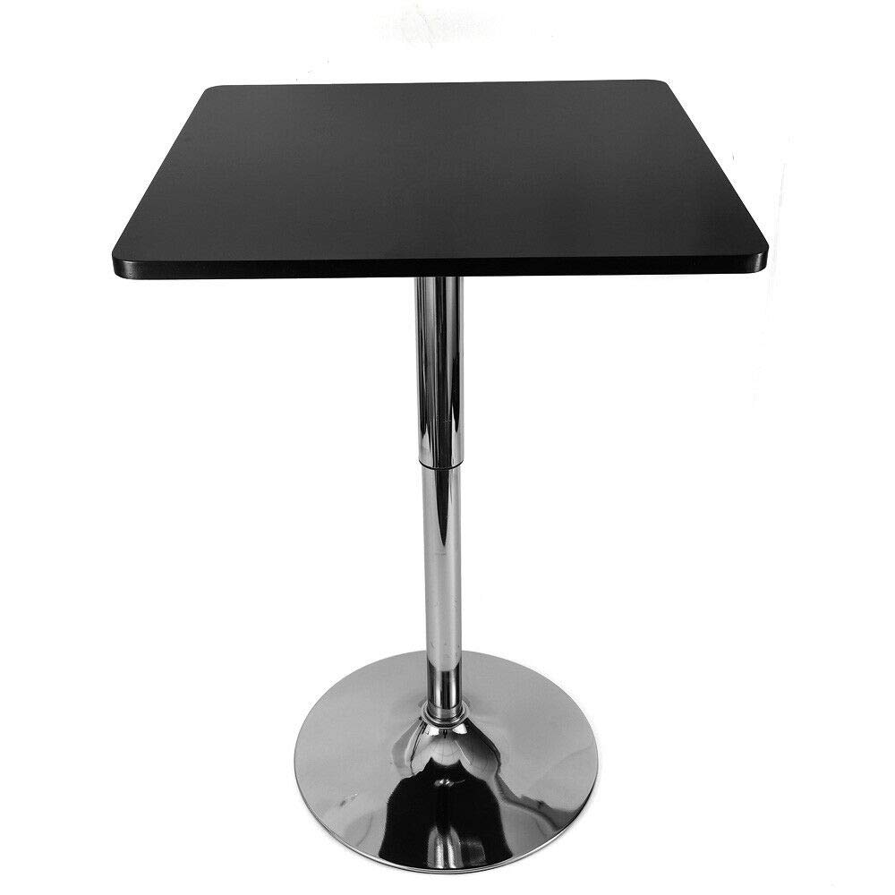Eapmic Adjustable Height Square Pub Table - 36 Inch Black MDF Top with Silver Metal Base - Indoor Outdoor Bistro Bar Counter Table for Patio, Kitchen & Dining Room