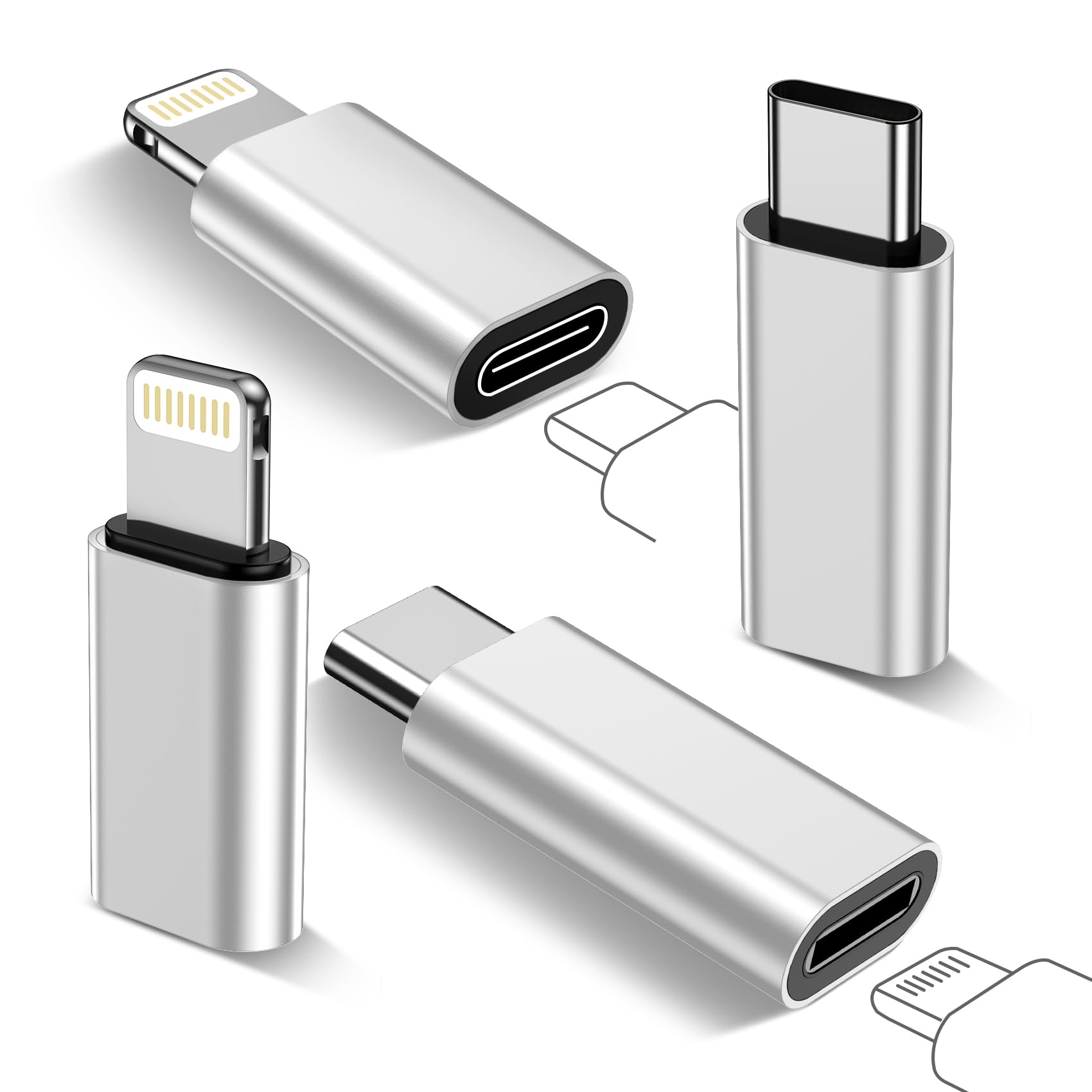2-Pack Lightning Female to USB C Male & Type C Female to Lightning Male Adapter - Fast Charging & Data Transfer for iPhone 15 Pro Max/14/13/12, Samsung, iPad Air - Perfect for Travel, Home & Office Use