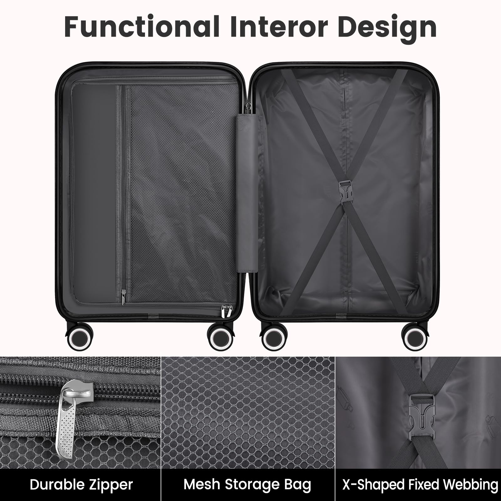 20 Inch Carry-On Luggage 22x14x9 Airline Approved, Lightweight PP Suitcase with 360° Spinner Wheels - Perfect for Business Travel & Weekend Getaways