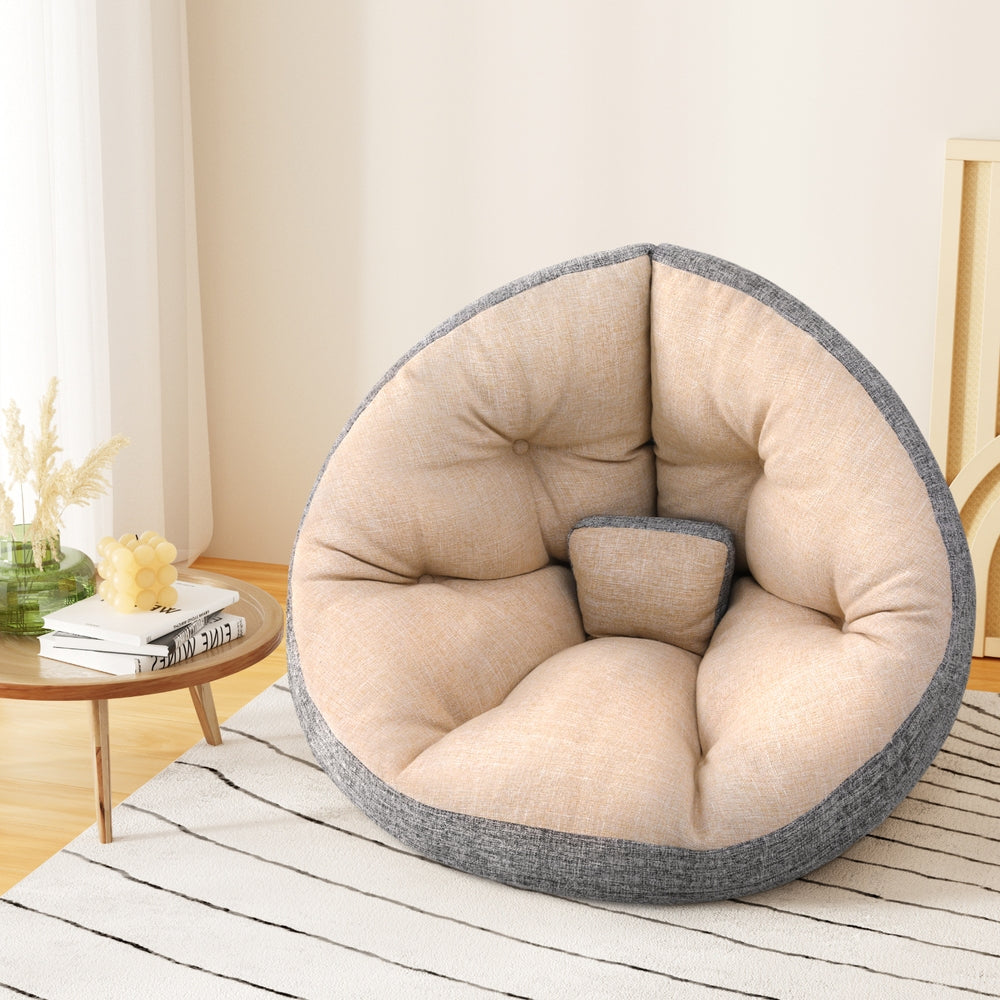 Comfortable Floor Lounge Day Bed Chair - Beige Sofa for Relaxing, Lounging & Napping - Perfect for Living Room, Bedroom or Nursery