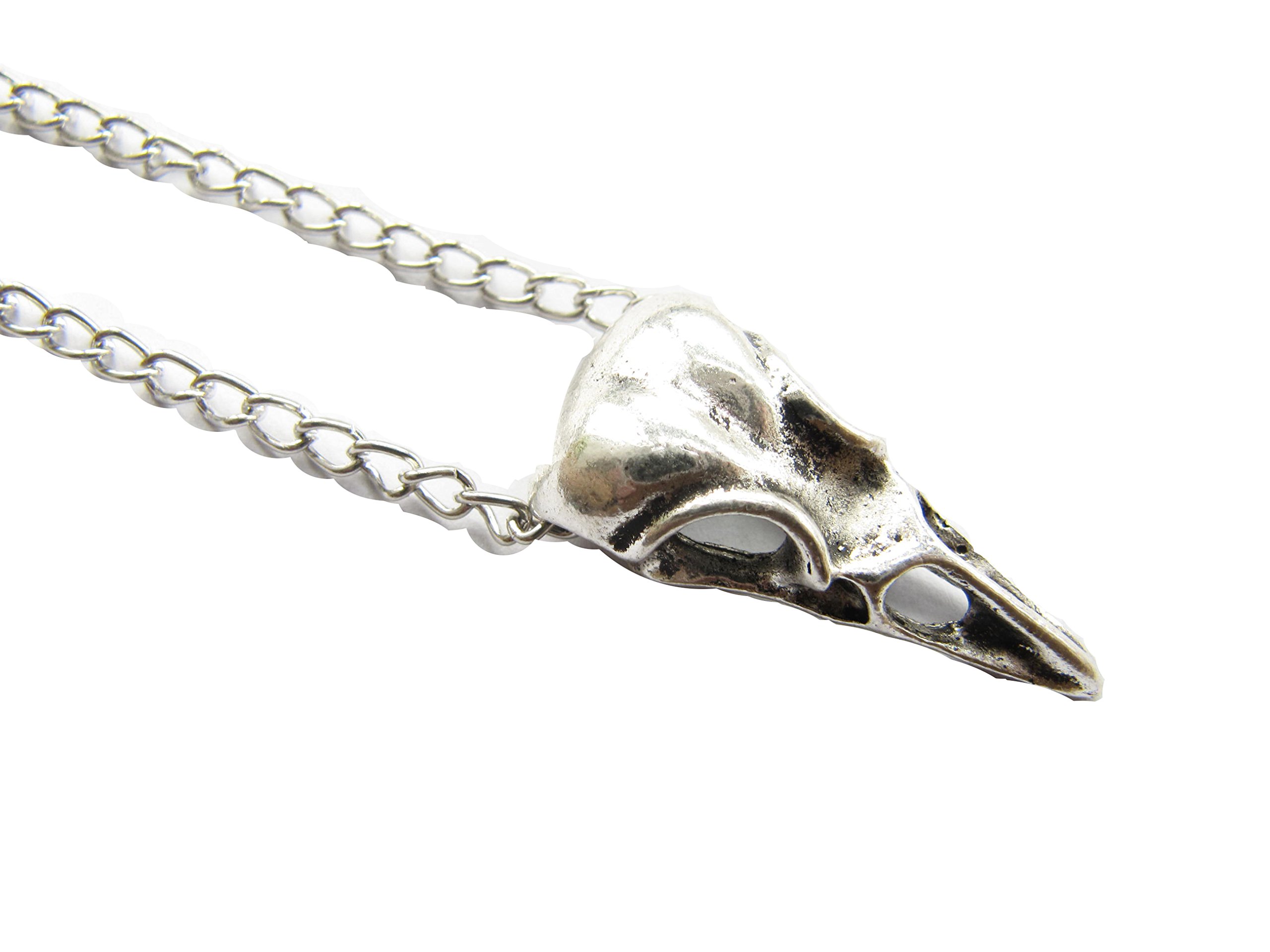 Gothic Raven Skull Pendant Necklace - Large Bird Skull Jewelry for Men & Women - Perfect for Goth Fashion, Halloween Costume, and Dark Aesthetic Outfits