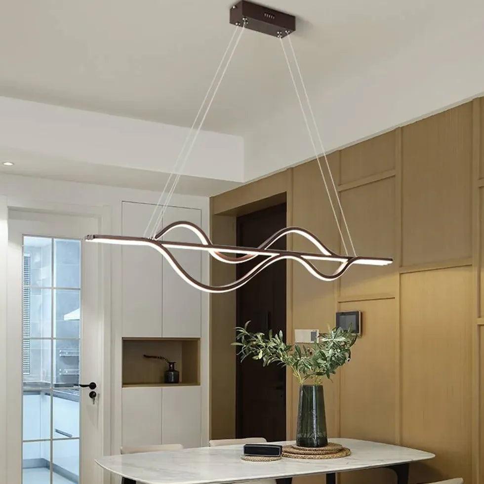 Modern Black Curved Pendant Light for Dining Room - Elegant Hanging Fixture for Kitchen Island, Breakfast Nook & Restaurant Decor