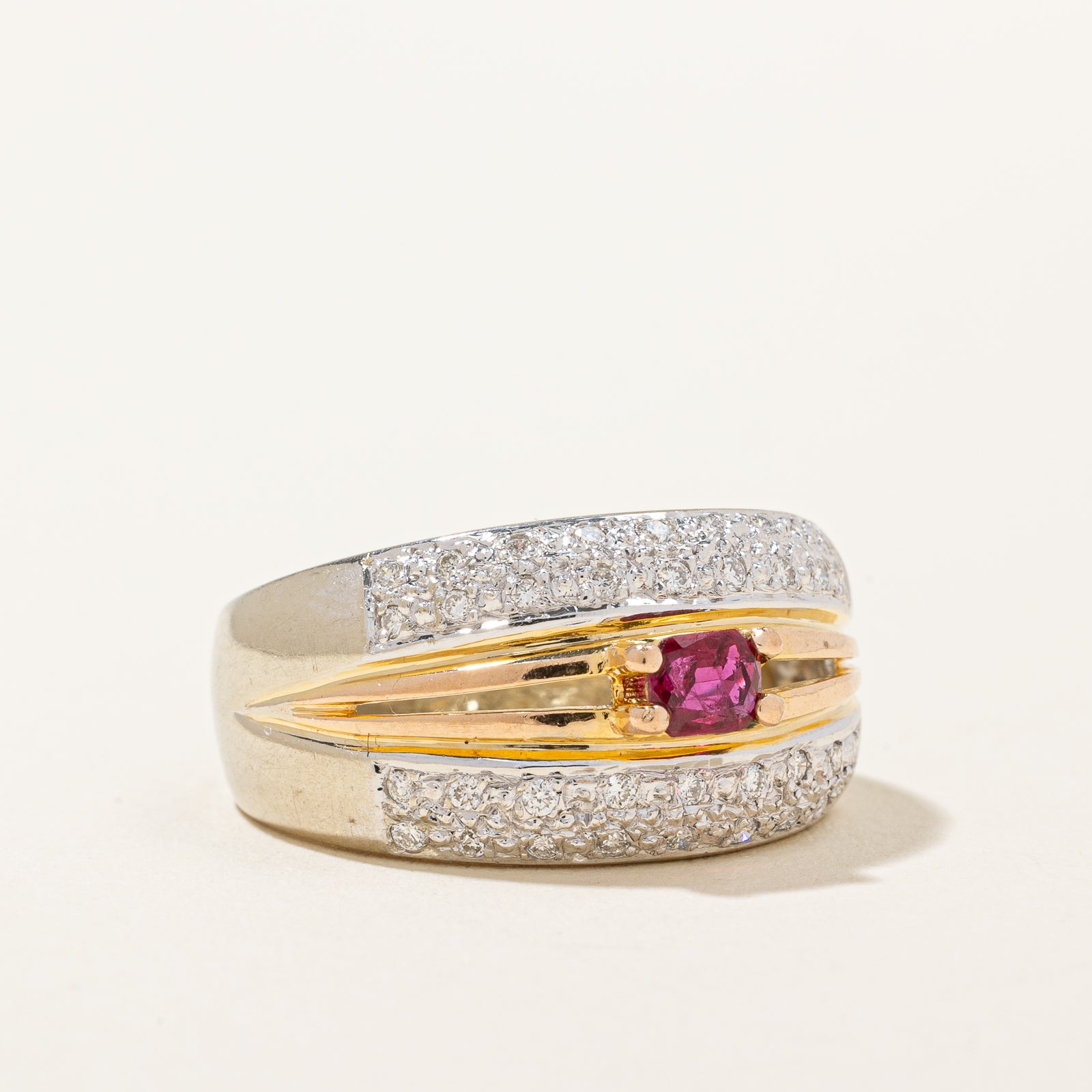 Exquisite 0.28ct Radiant Cut Ruby & Diamond 14K Two-Tone Gold Ring for Women | Size 7.5 | Perfect for Anniversary, Engagement & Special Occasion Gifts