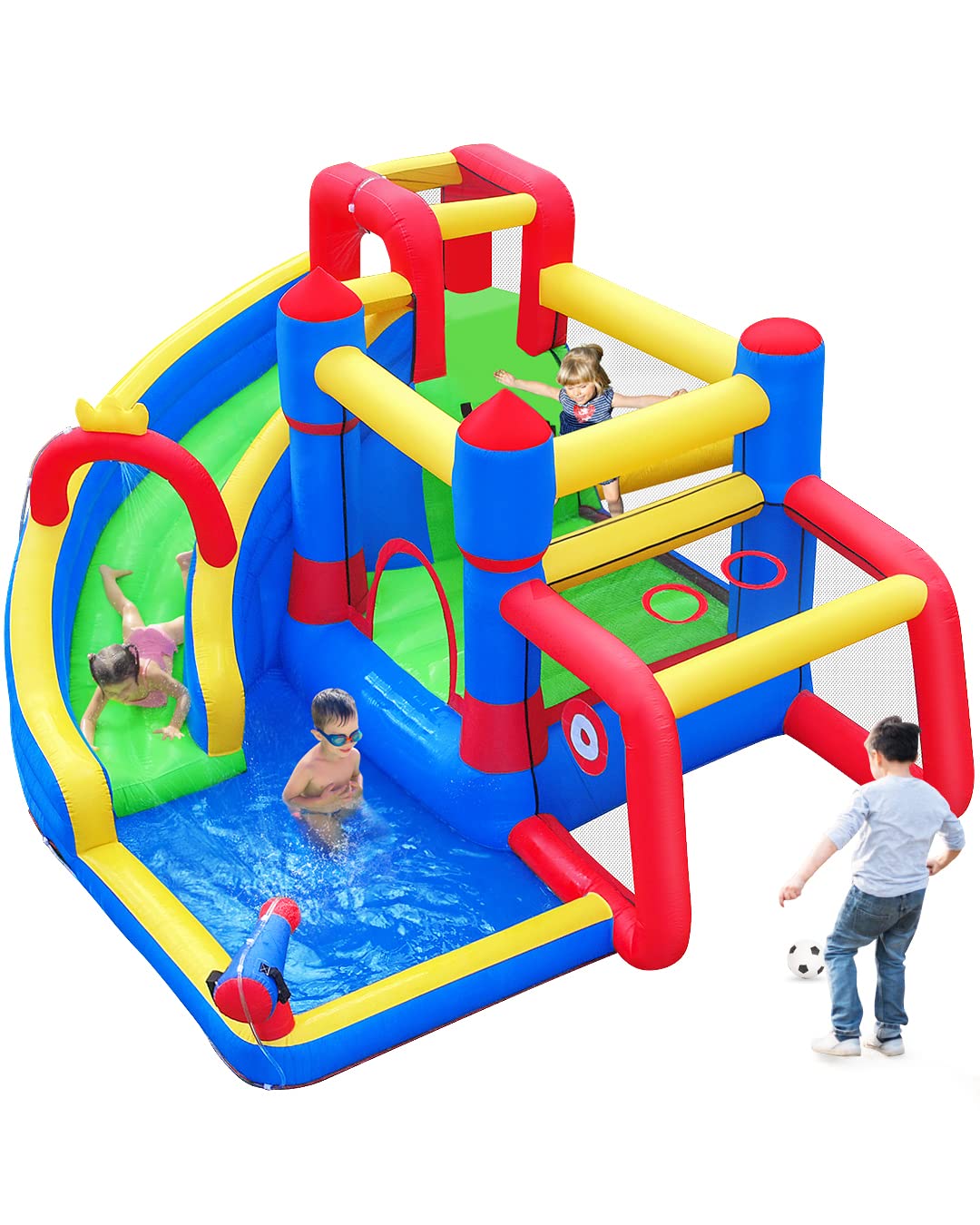 Naice 8-in-1 Inflatable Water Slide & Bounce House Combo with Blower - 142