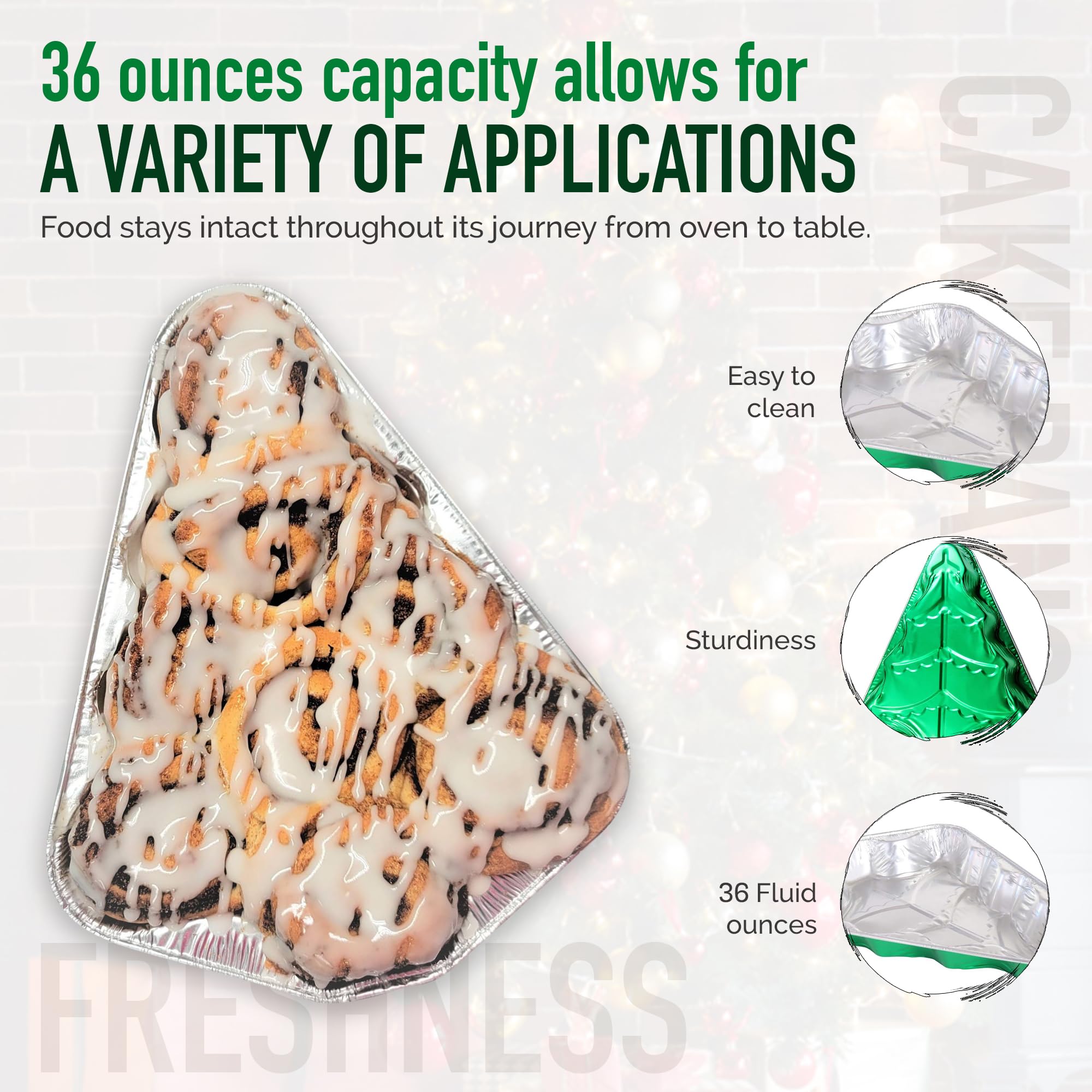 KitchenDance 36oz Disposable Christmas Tree Cake Pans - 100 Count Aluminum Foil Baking Pans for Cakes, Cookies, Holiday Desserts | Perfect for Christmas Baking, Party Treats & Festive Food Preparation
