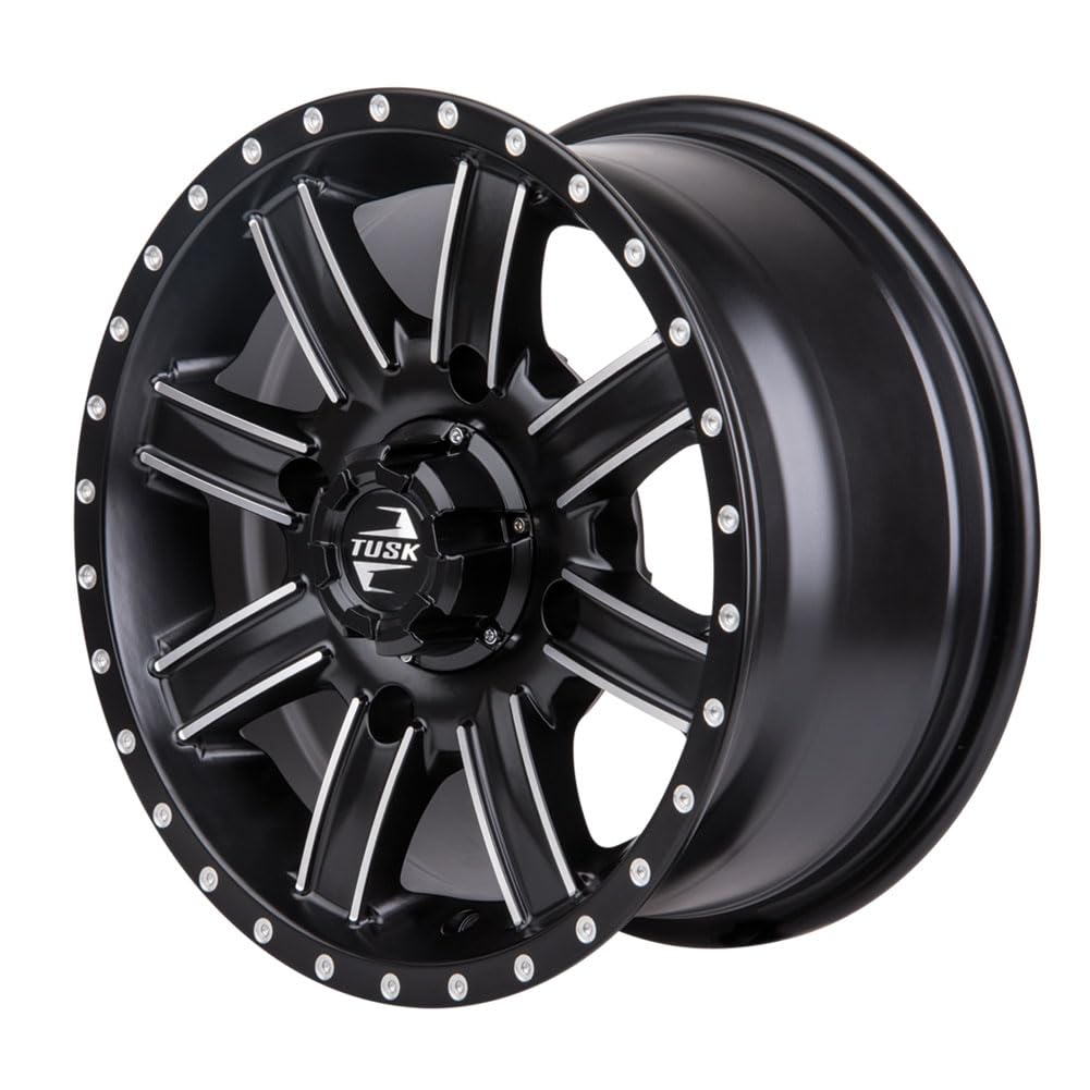 4/156 Tusk Cascade Wheel 14x7 5.0 + 2.0 Machined/Black - Compatible with Polaris RANGER XP 1000 Premium (2022-2025 Models) - Durable ATV/UTV Wheels for Off-Roading, Trail Riding & Heavy-Duty Work