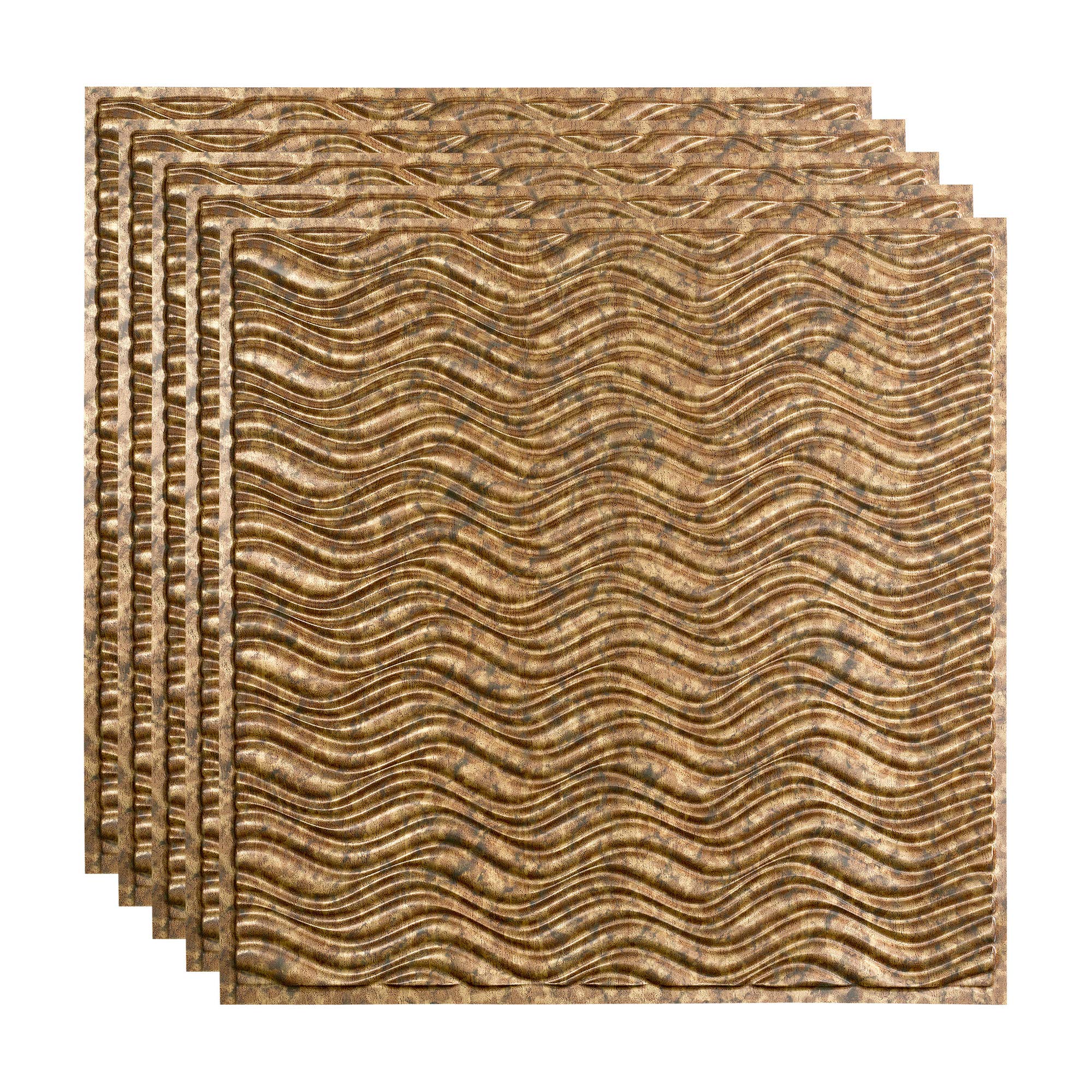 FASÄDE 2x2 Decorative Vinyl Ceiling Tiles - Cracked Copper Finish (5 Pack) | Easy Lay-in Drop Ceiling Panels for Home, Office & Commercial Spaces