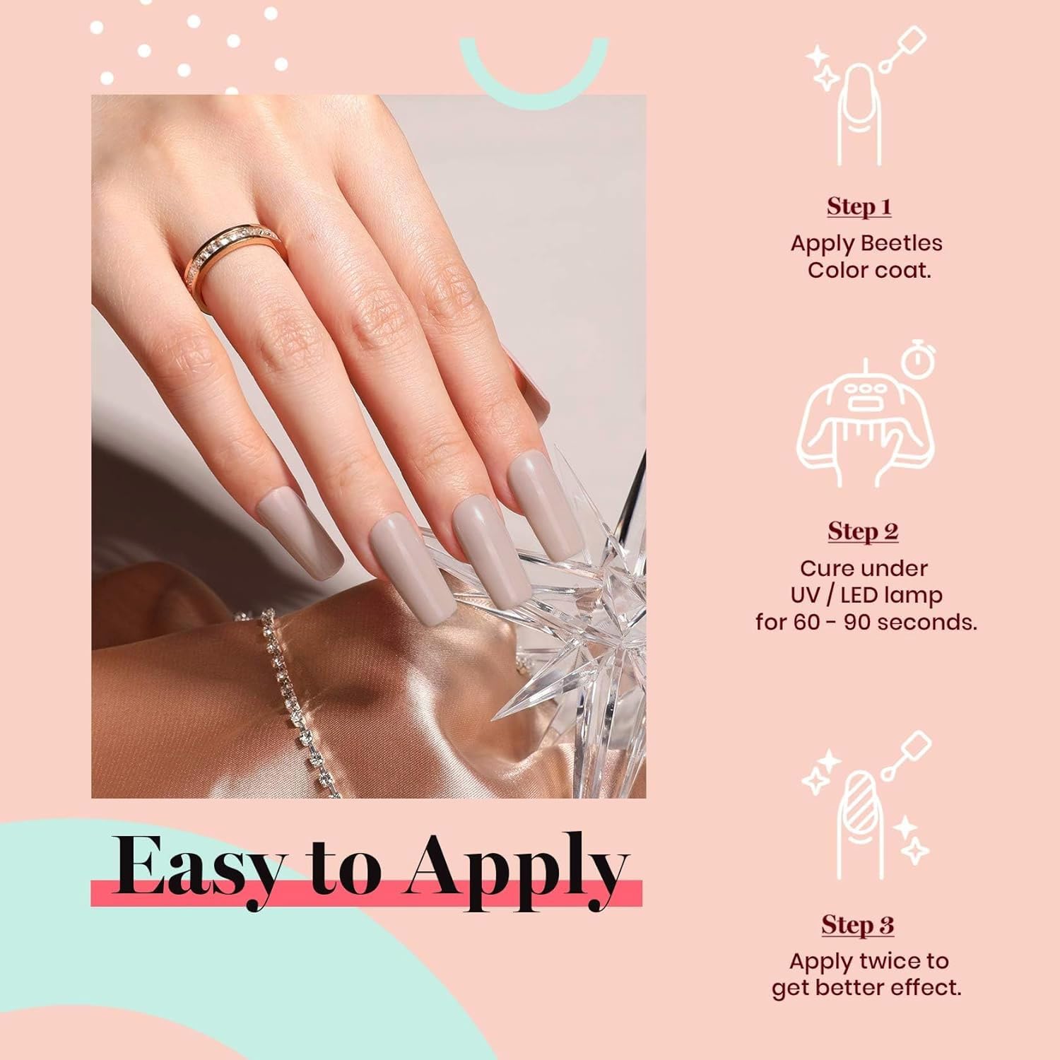 Beetles Nude Gel Nail Polish - Neutral Grey Taupe Soak Off UV LED Gel Polish for Nail Art, Manicure & Salon DIY | Long-Lasting Home & Professional Nail Care | Perfect for Everyday Wear, Special Occasions & Gift Giving