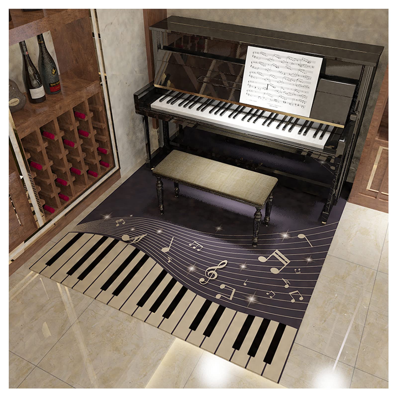 PPGE Soundproof Piano Rug - 140x160cm Non-Slip Floor Mat for Upright Piano & Electronic Drums | Noise Reducing Carpet with Anti-Skid Backing | Perfect for Home Studios, Music Rooms & Apartments (Style 11)