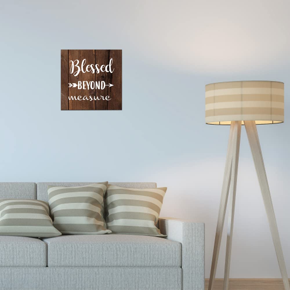 Blessed Wall Art Decor - 11.8x11.8 Wooden Hanging Sign for Home & Office