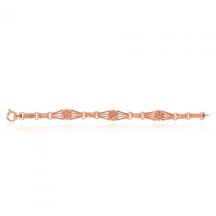 9ct Rose Gold Silver Filled 21cm Ladies Bracelet - Elegant Gate Design for Women's Jewelry Collection | Perfect for Parties, Weddings & Daily Wear