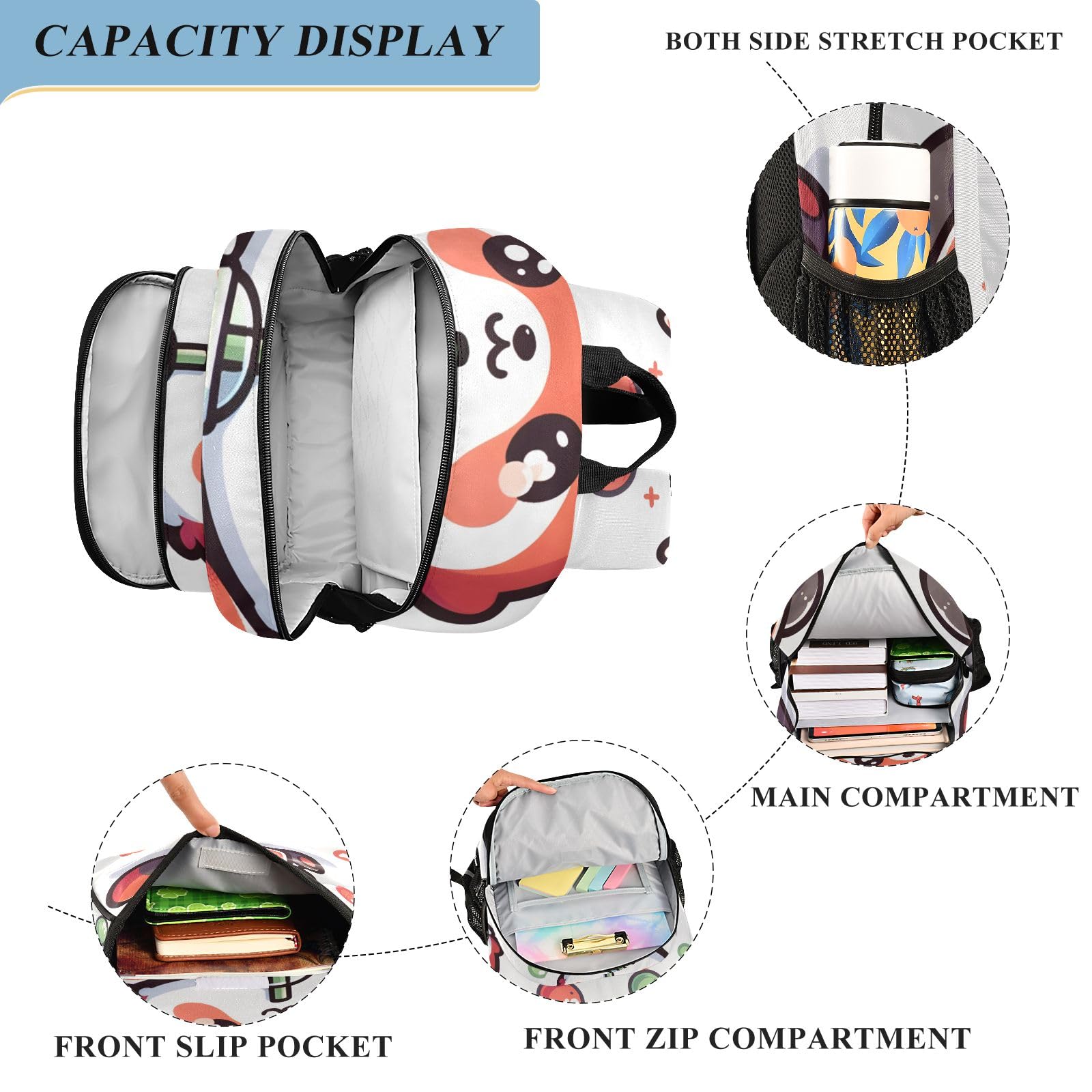 Adorable Red Panda Bubble Tea Cartoon Laptop Backpack for Boys & Girls - School Bookbag, Travel Backpack, Casual Daypack for Students | Perfect for School, College, Travel & Daily Use