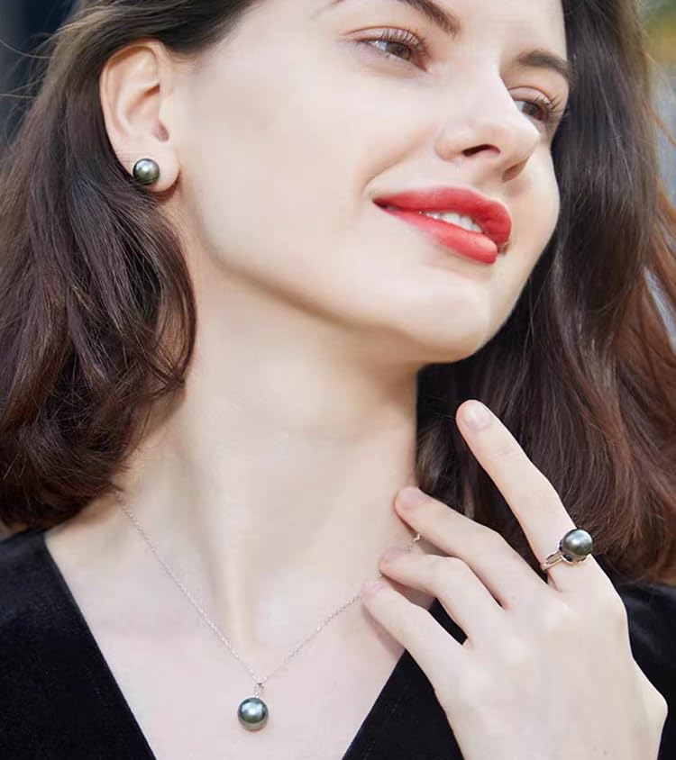 18K Gold Tahitian Black Pearl Stud Earrings for Women – Genuine Handpicked Natural Pearls – Elegant Anniversary, Birthday, Christmas, Mother's Day & Valentine's Day Jewelry Gift – Perfect for Weddings, Parties & Special Occasions