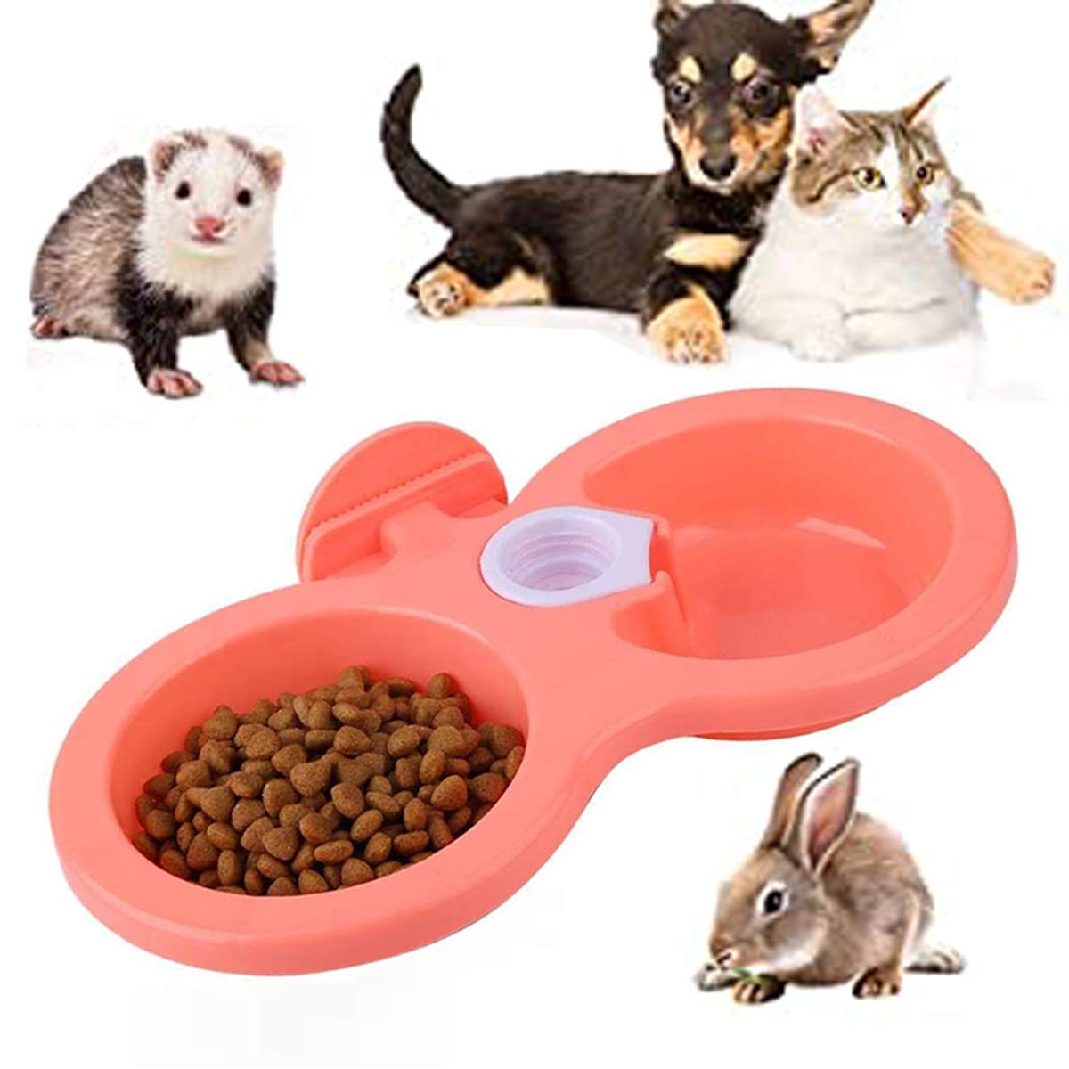 Hanging Pet Bowl - Anti-Slip Plastic Cage Mounted Food & Water Feeder for Dogs & Cats | 2-in-1 Suspension Drinker Bowl for Crates (Pink, Small) | Perfect for Travel, Kennels & Small Spaces