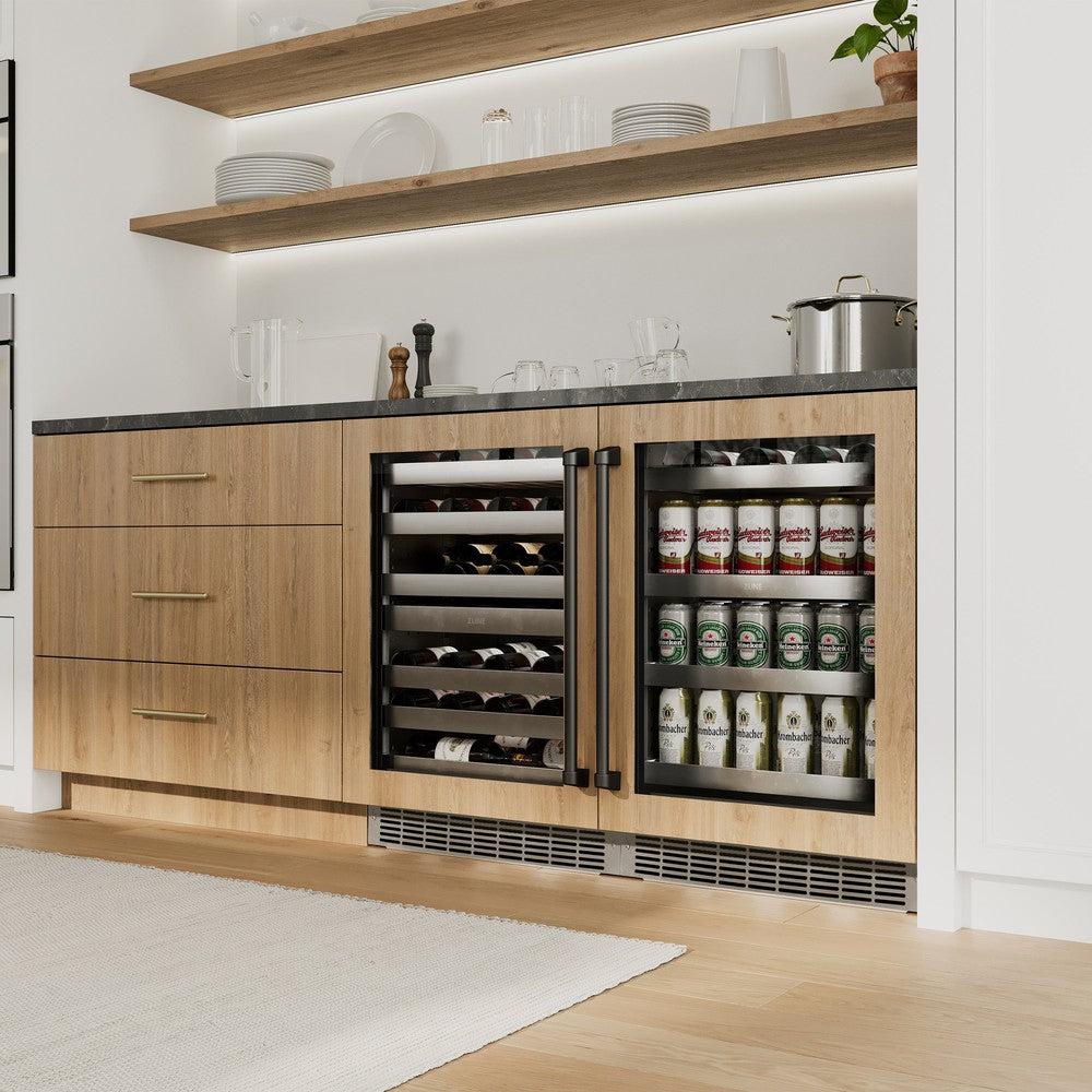 ZLINE Autograph Edition 24 Inch Built-In Beverage Refrigerator - Panel Ready Glass Door with Matte Black Handle - Perfect for Home Bar, Kitchen, or Office - Energy Efficient Mini Fridge for Drinks and Snacks (Model RBSPOZ 24 MB)