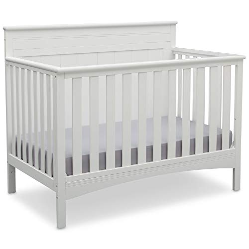 Delta Children Fancy 4-in-1 Convertible Baby Crib - Greenguard Gold Certified, Bianca White | Safe Nursery Furniture for Newborns & Toddlers | Converts to Toddler Bed, Daybed & Full-Size Bed | Perfect for Baby Rooms & Daycare Centers