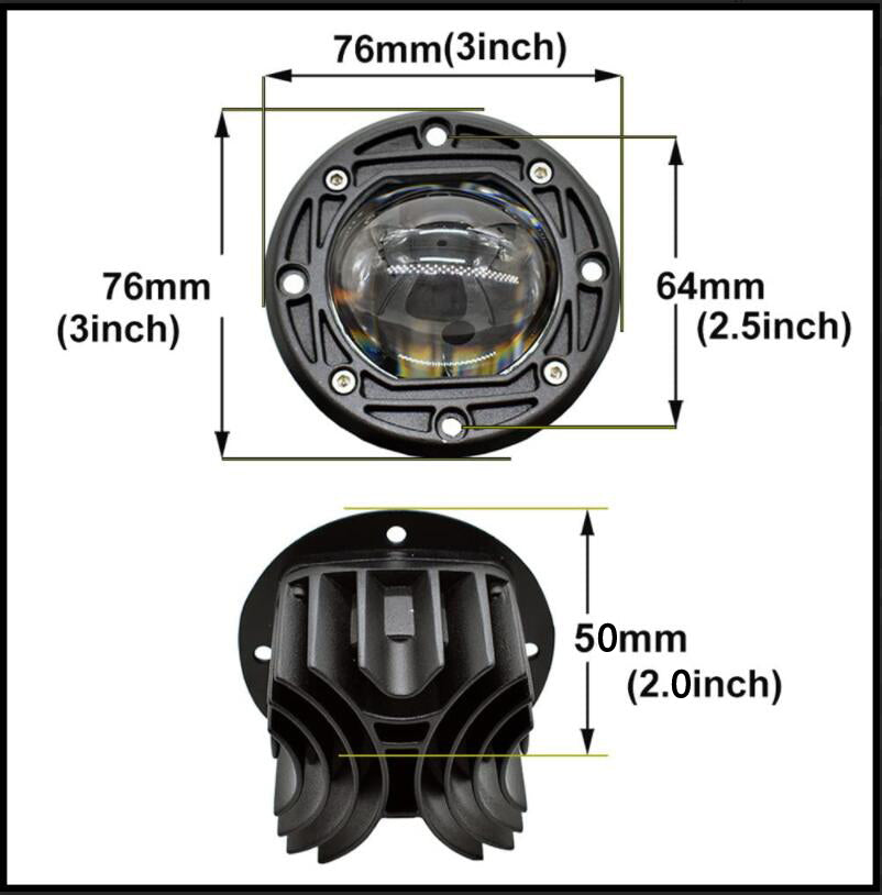 20W White/Yellow 3 Round LED Pod Light Kit - Off Road Flush Mount Projector Lights for Trucks, ATVs, UTVs & Jeeps - Waterproof Fog Lights for Night Driving, Camping & Outdoor Adventures