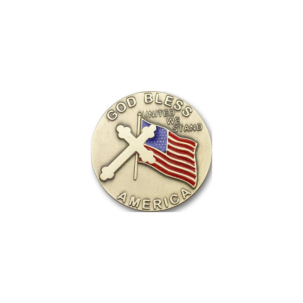 Antique Finish God Bless America Visor Clip - Patriotic Car Accessory for US Flag Lovers | Perfect for 4th of July, Veterans Day & Road Trips | DiamondJewelryNY