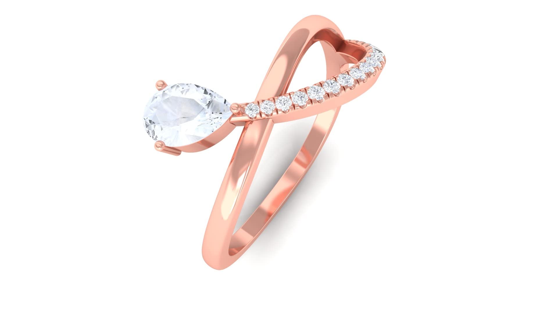 14K Solid Gold Moonstone & Diamond Promise Ring for Women – Infinity Design, Elegant & Contemporary Jewelry for Engagements, Anniversaries & Special Occasions