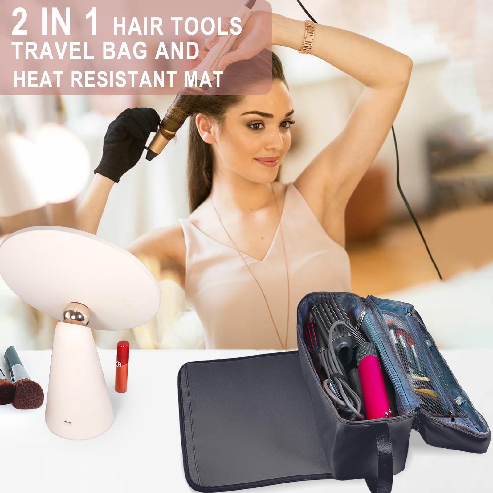 Heat Resistant Hair Tools Travel Bag for Styling Essentials - Perfect for Women's Travel & Salon Use