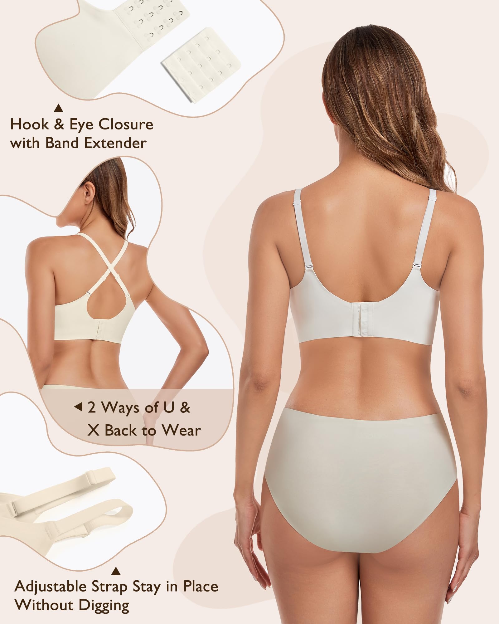 HORISUN Women's Wireless Comfort Bra - Seamless Full Coverage Padded Support for Everyday Wear - Perfect for Work, Yoga & Relaxation