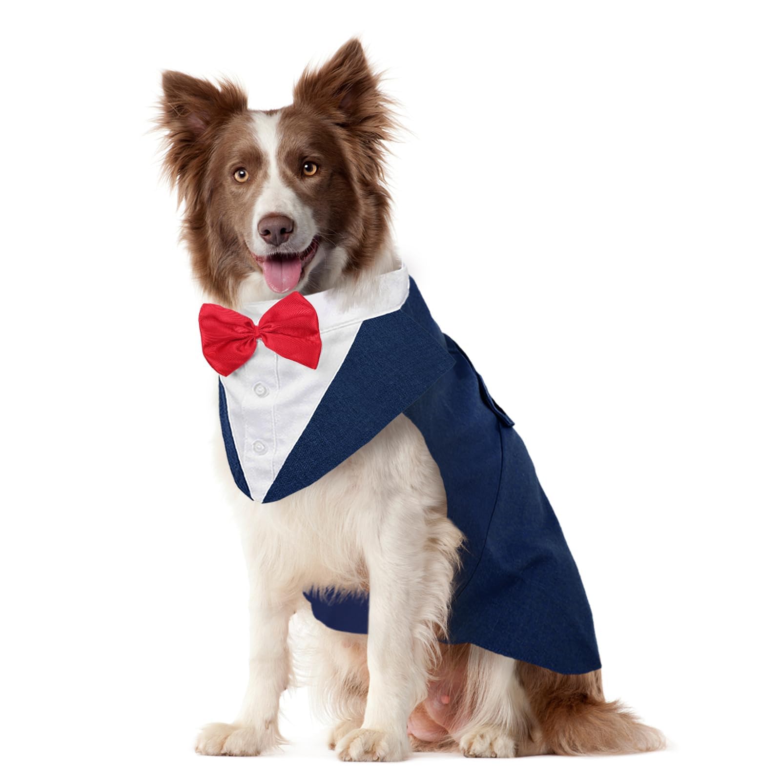 Kuoser Dog Tuxedo Suit & Bandana Set - Formal Wedding Attire for Large & Medium Dogs (Golden Retriever, Samoyed, Bulldog) - Perfect for Weddings, Parties & Special Occasions