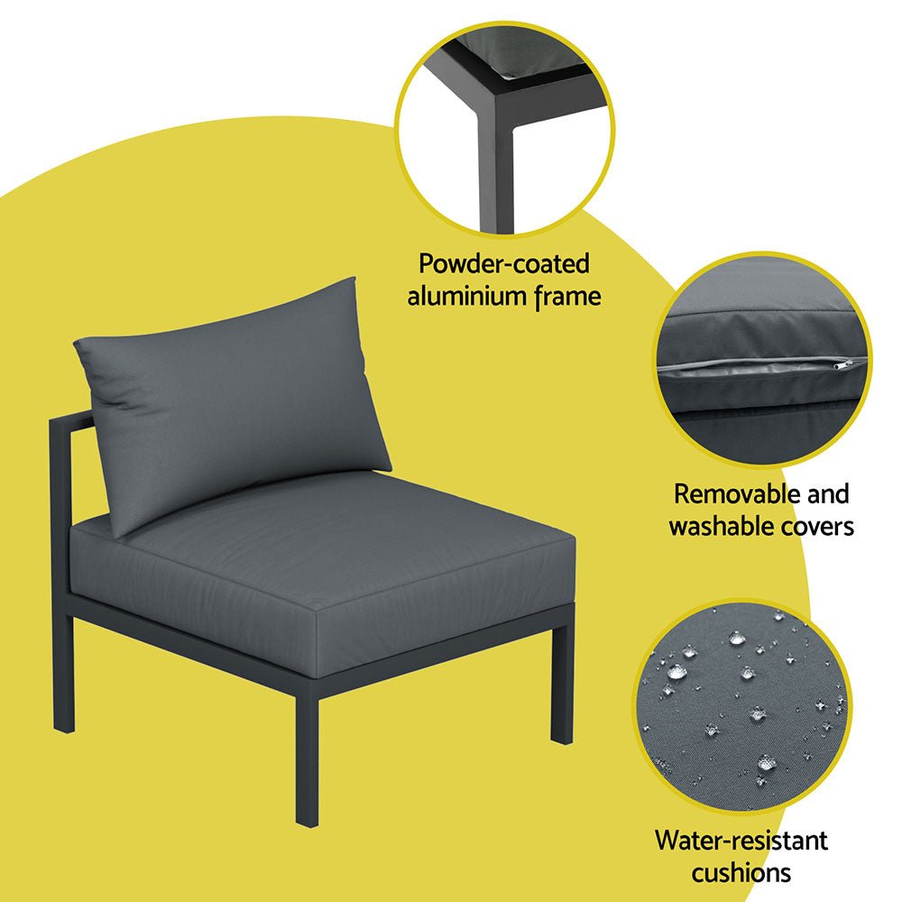 4-Piece Outdoor Patio Furniture Set - Aluminum 4-Seater Sofa with Cushions in Charcoal - Perfect for Backyard, Garden, and Poolside Relaxation