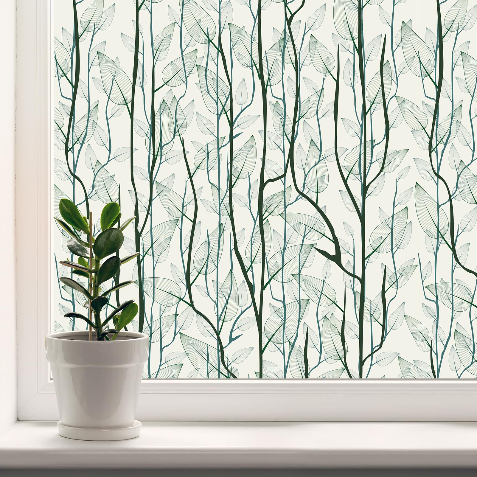 DKtie Static Cling Window Privacy Film - No Glue Frosted Window Cover for Home, Bathroom, Bedroom & Nursery (44.5x200cm) - Perfect for Privacy, Sun Protection & Home Decor