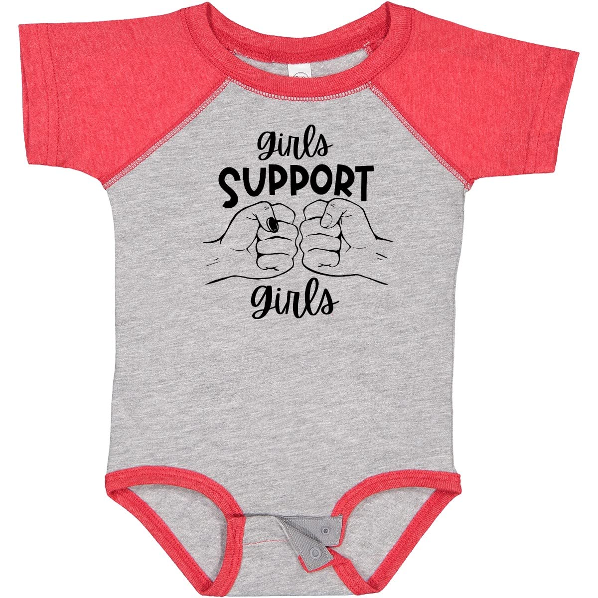 Inktastic Girls Support Girls Fist Bump Baby Bodysuit - Cute Infant Onesie for Playdates, Daycare & Family Photos | Soft Cotton Unisex Baby Romper