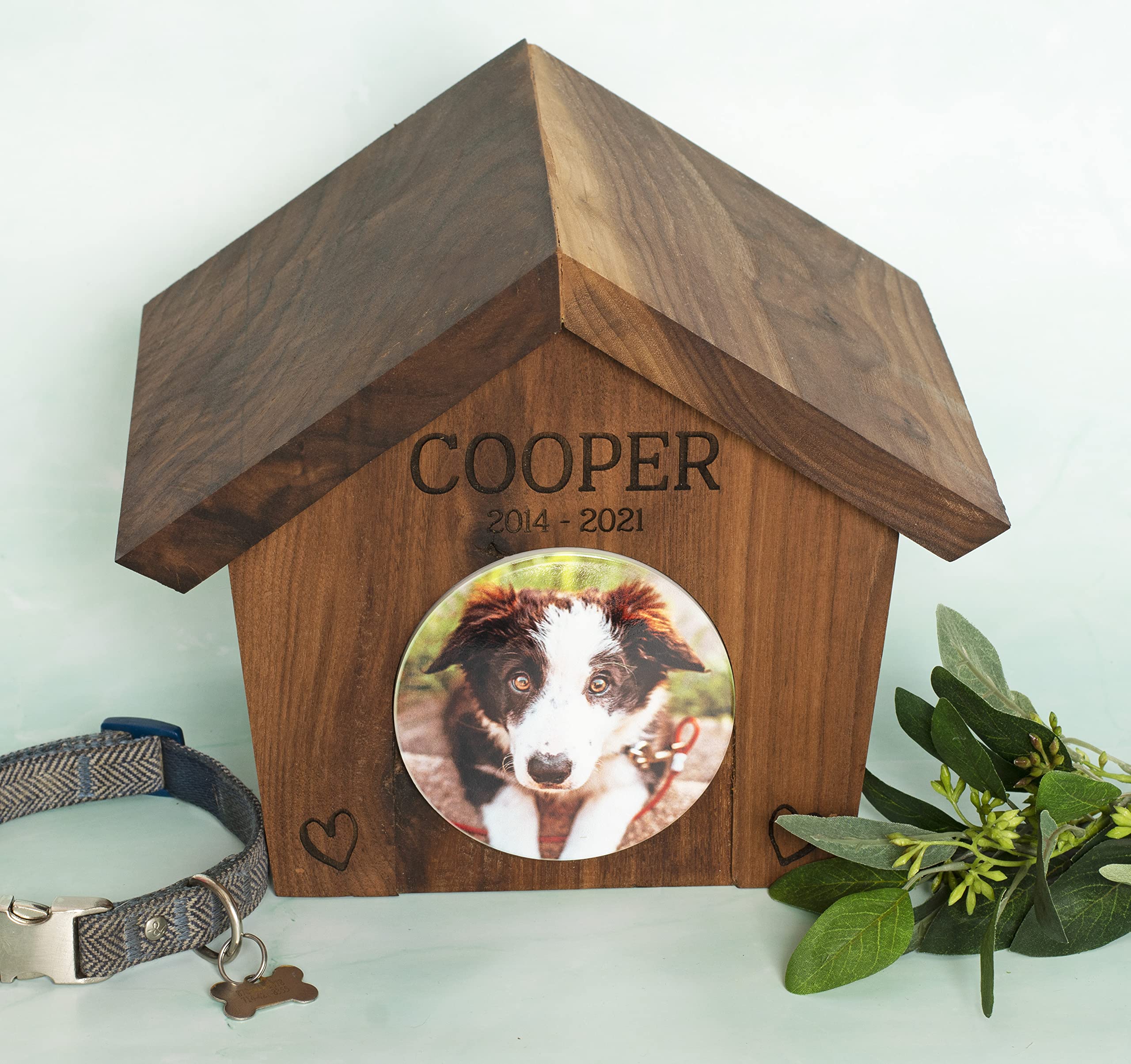 Personalized Dog Memorial Urn Box - Engraved Pet Name & Photo Keepsake for Ashes - Perfect for Home Memorial Display & Pet Loss Remembrance