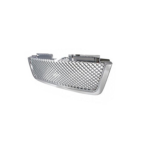 VioGi Chrome ABS Plastic Badgeless Mesh Front Upper Grille for 2006-2009 Chevrolet Trailblazer LT - Durable & Stylish Replacement for Enhanced Vehicle Appearance - Perfect for Car Enthusiasts & Custom Upgrades