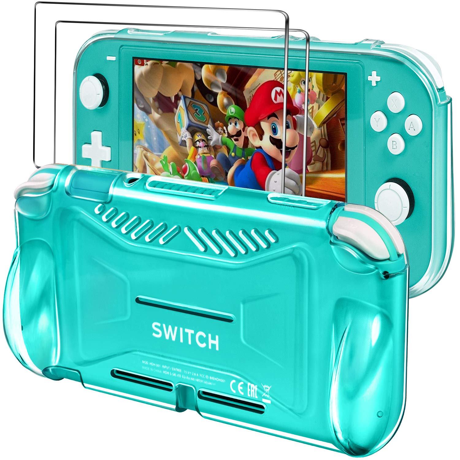 2+1 Pack iVoler Tempered Glass Screen Protector for Nintendo Switch Lite (2 Pack) with Protective TPU Case - HD Clear, Anti-Scratch, Shock-Absorption Grip Cover - Perfect for Gaming On-The-Go & Travel Protection
