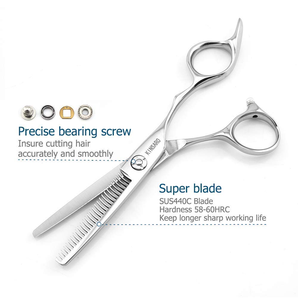 Kinsaro Professional 5.5 Inch Hair Cutting Scissors & 5.75 Inch Hair Thinning Shears - Barber Scissors for Precision Hairdressing, Styling, and Salon Use